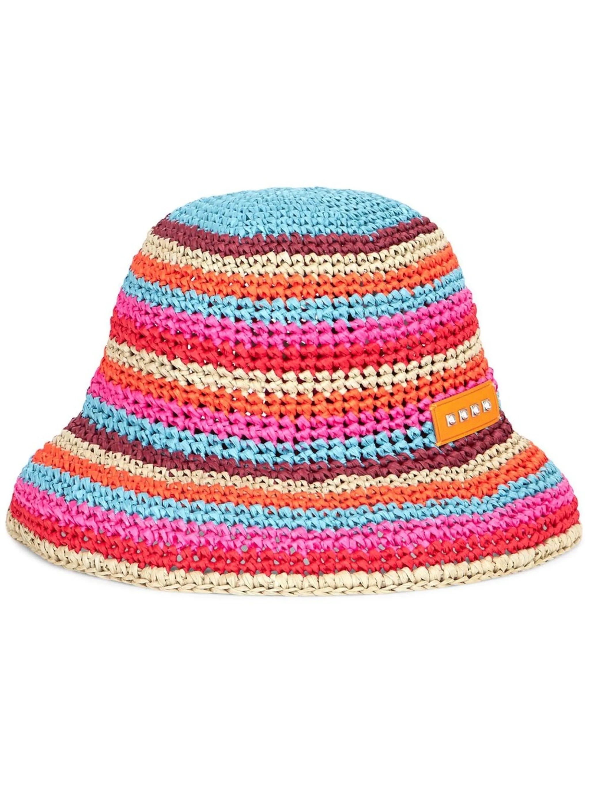 crochet striped bucket hat