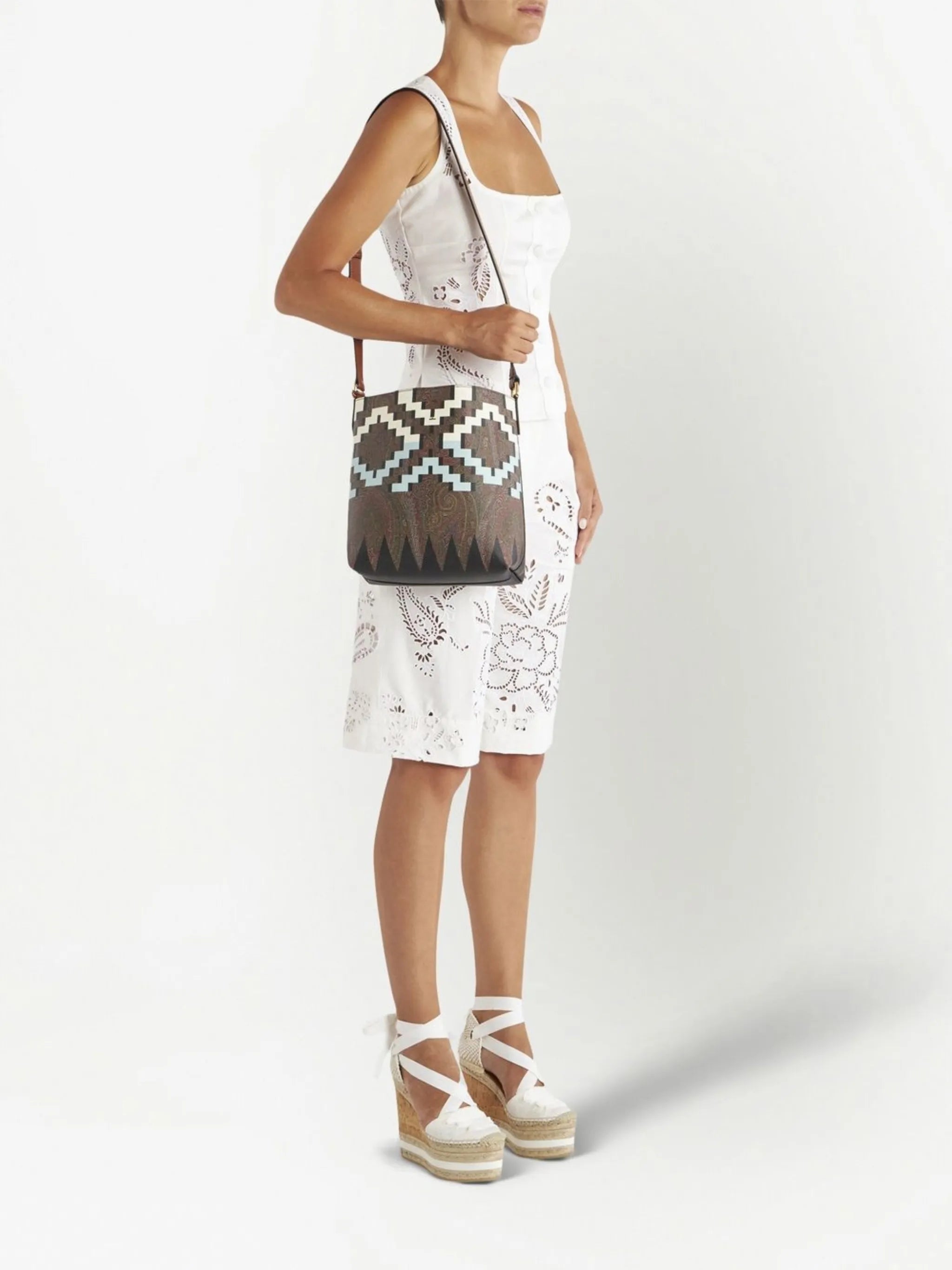 geometric-print crossbody bag