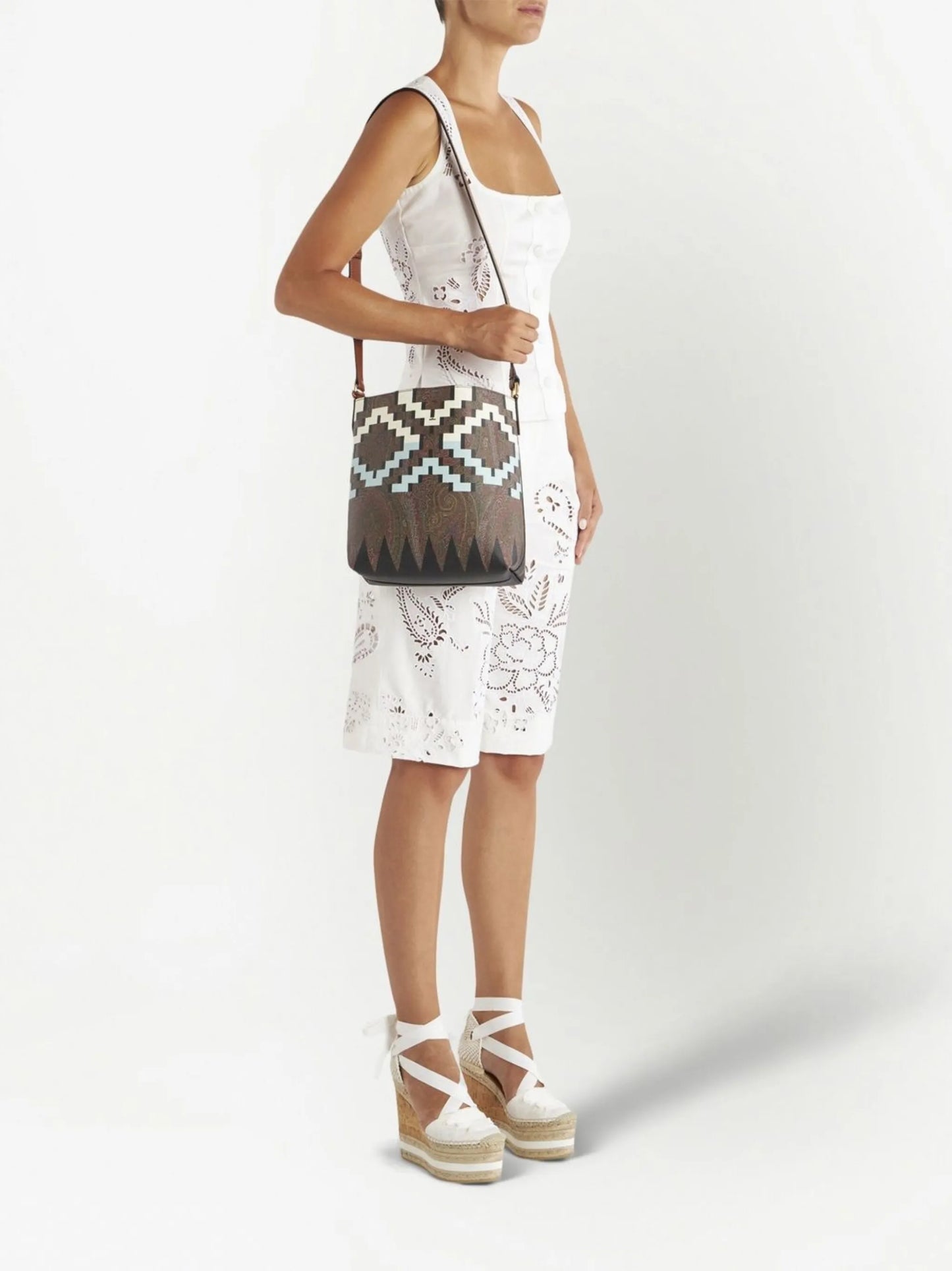 geometric-print crossbody bag