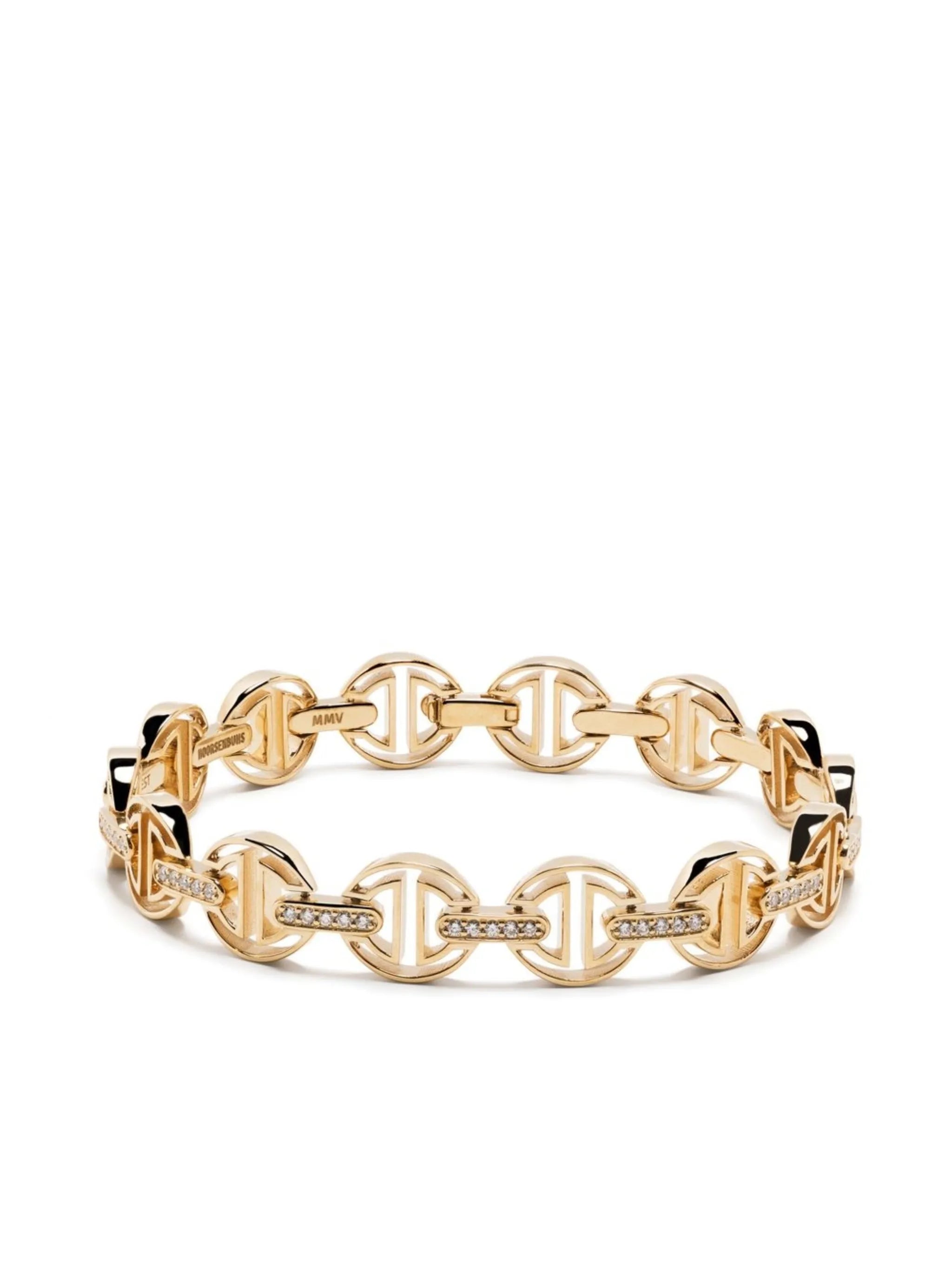 18kt yellow gold Tri-Link diamond bracelet