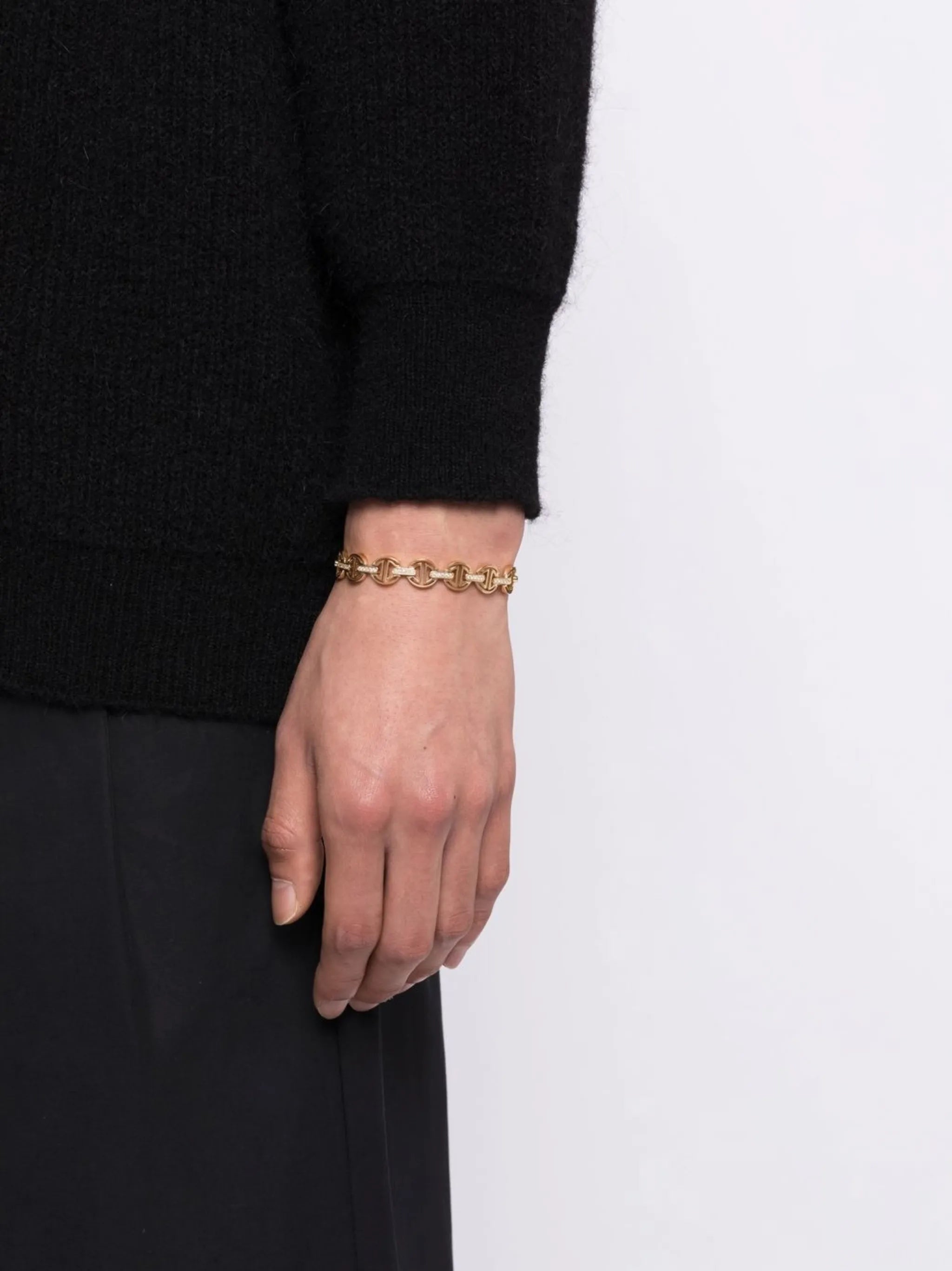 18kt yellow gold Tri-Link diamond bracelet