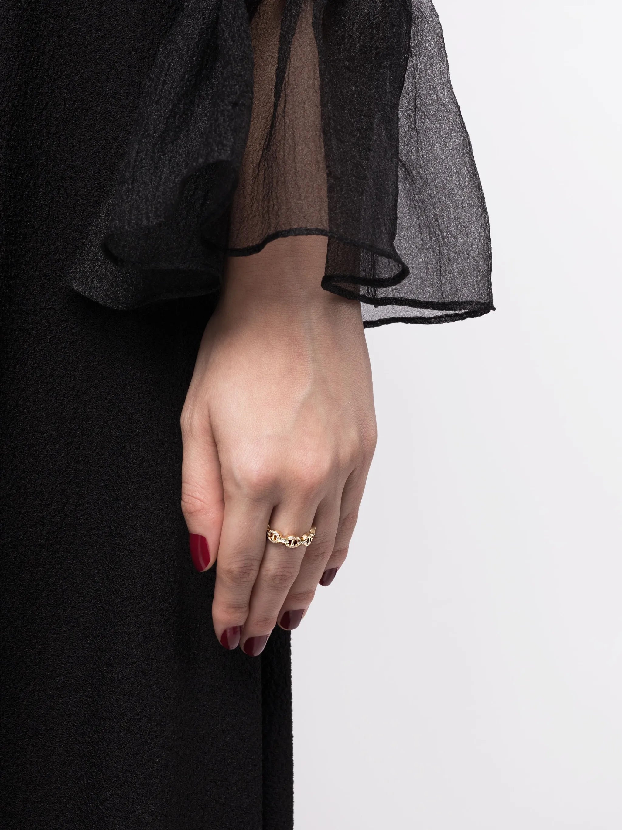 18kt yellow gold chain-link ring