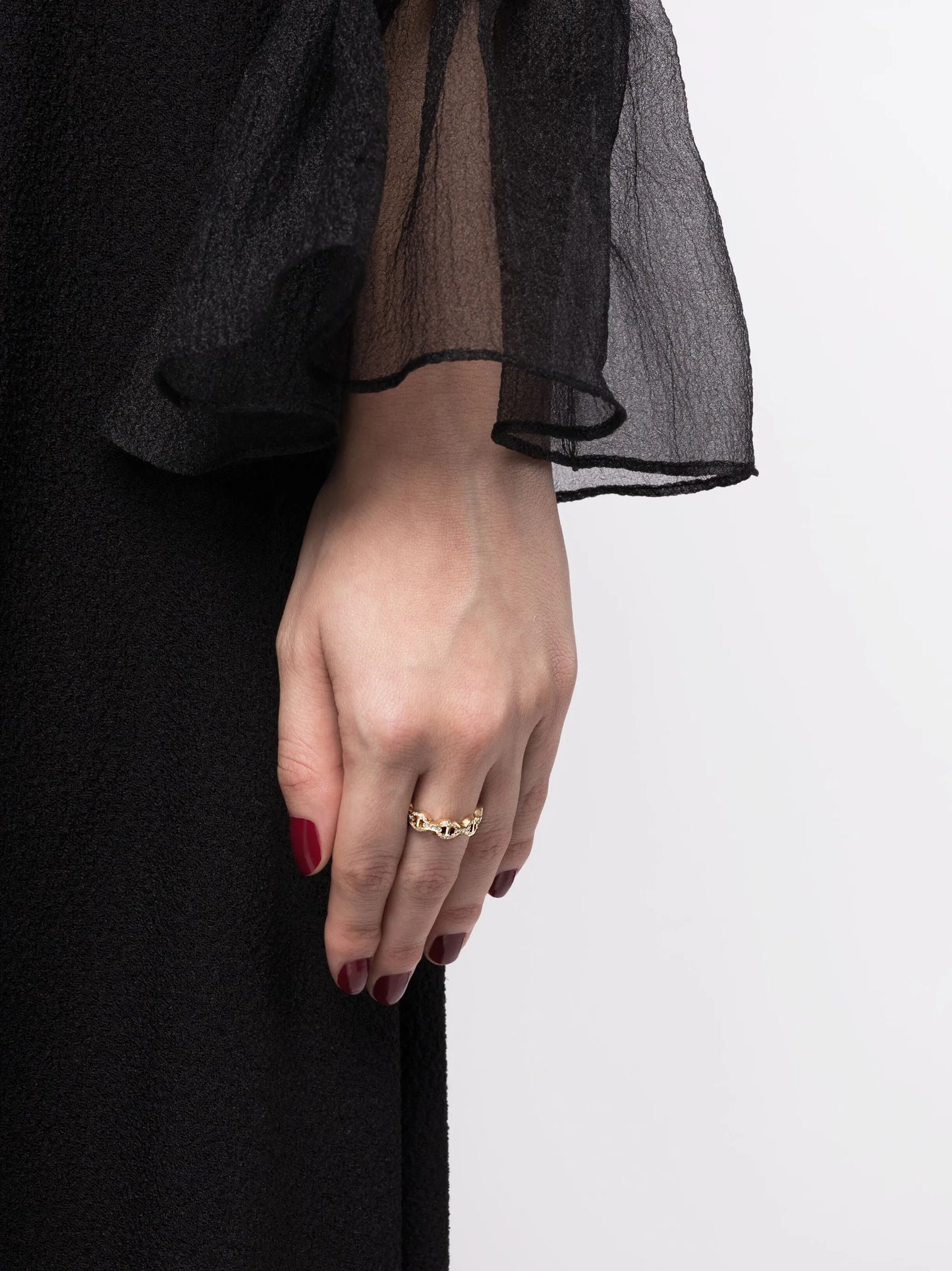 18kt yellow gold chain-link ring