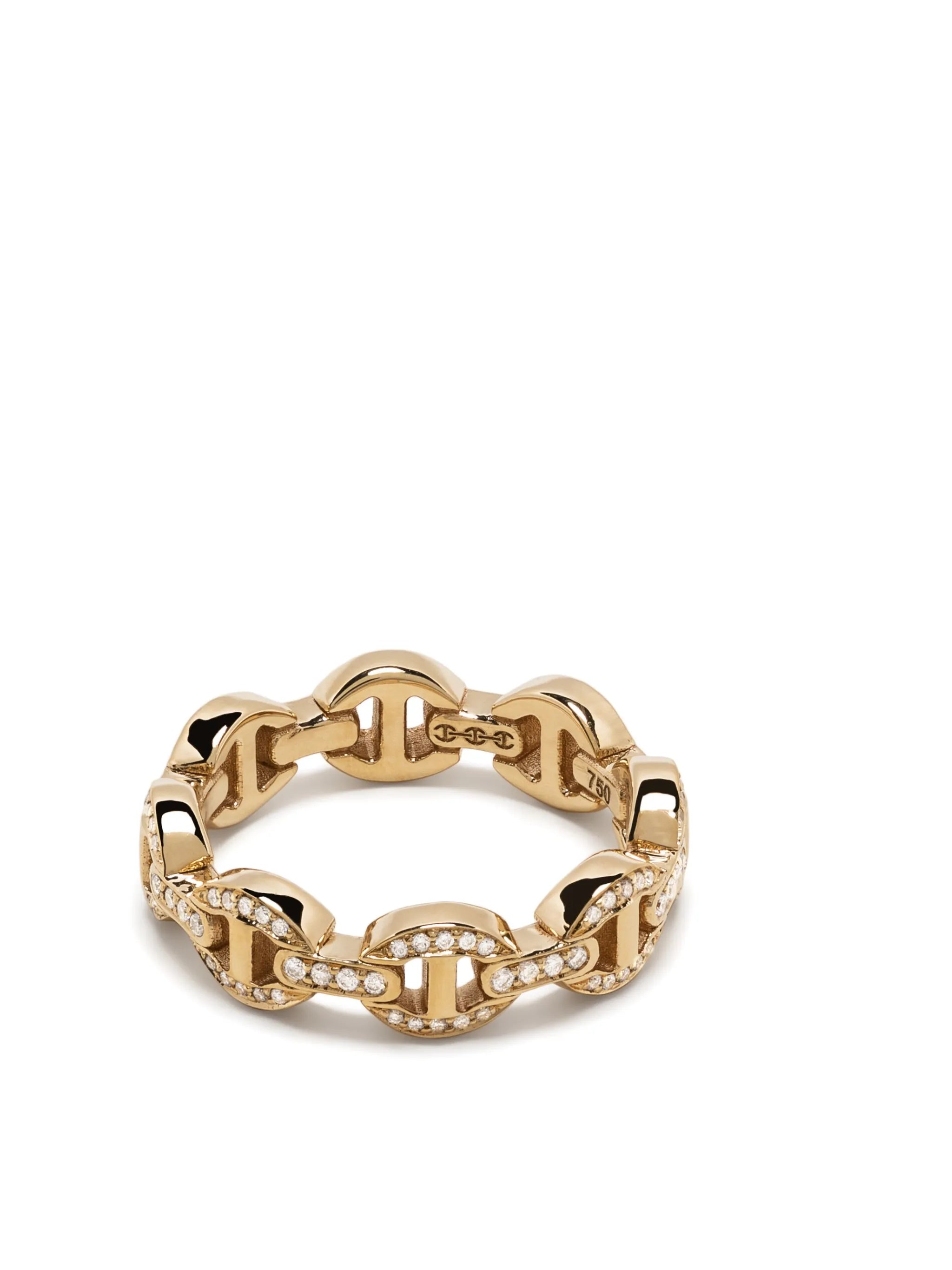 18kt yellow gold chain-link ring