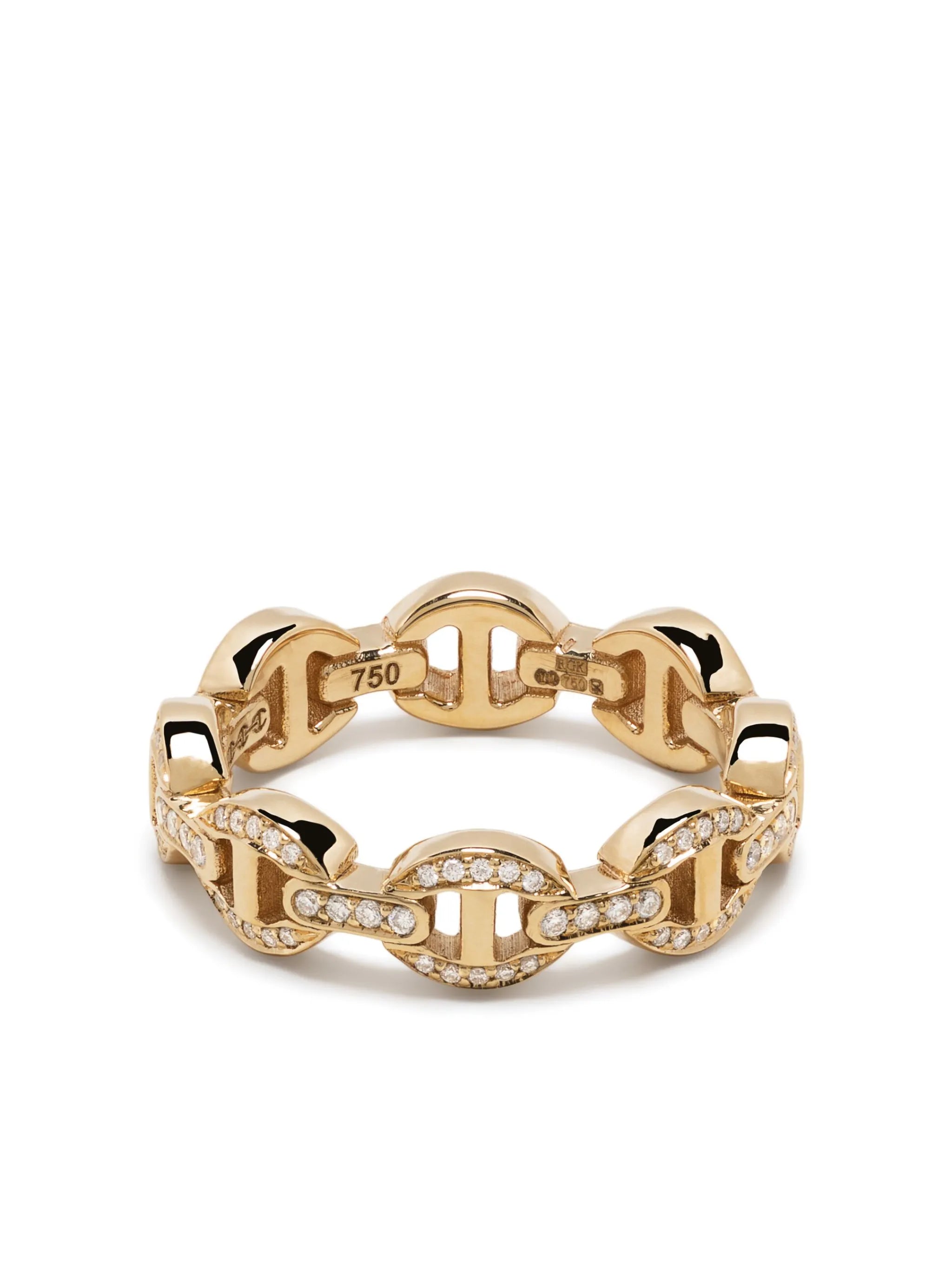 18kt yellow gold chain-link ring