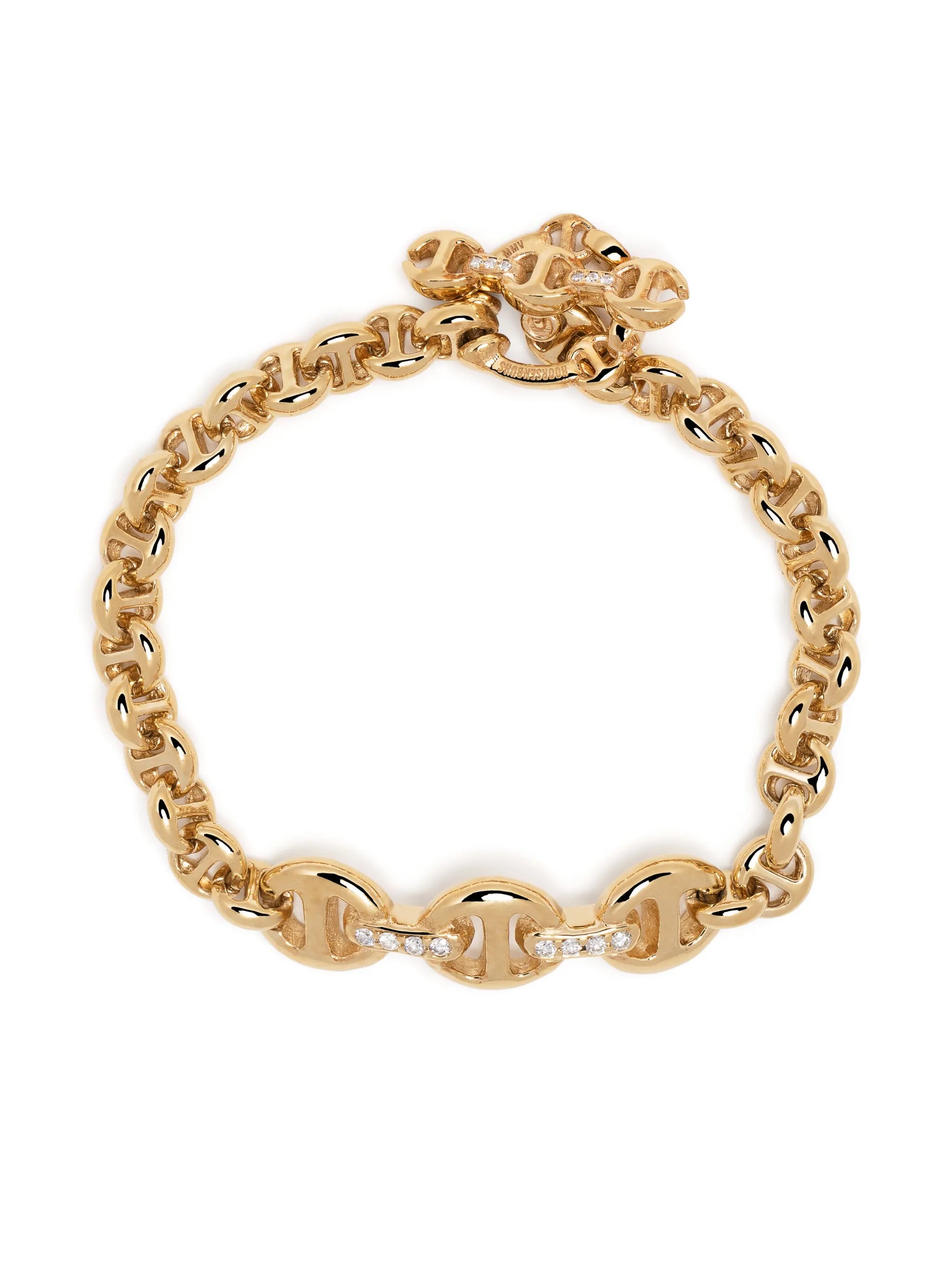 18kt yellow gold diamond chain-link bracelet