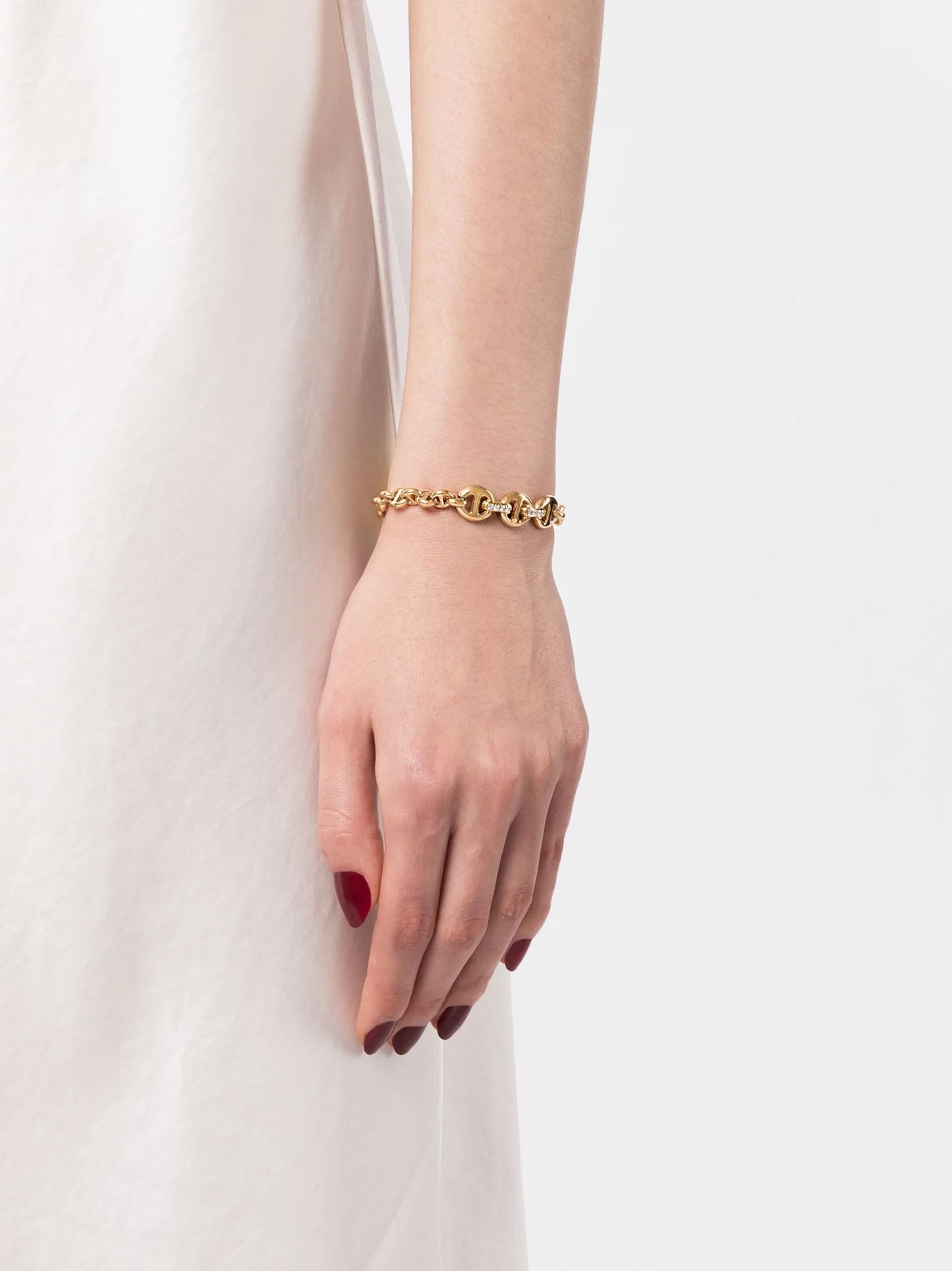 18kt yellow gold diamond chain-link bracelet