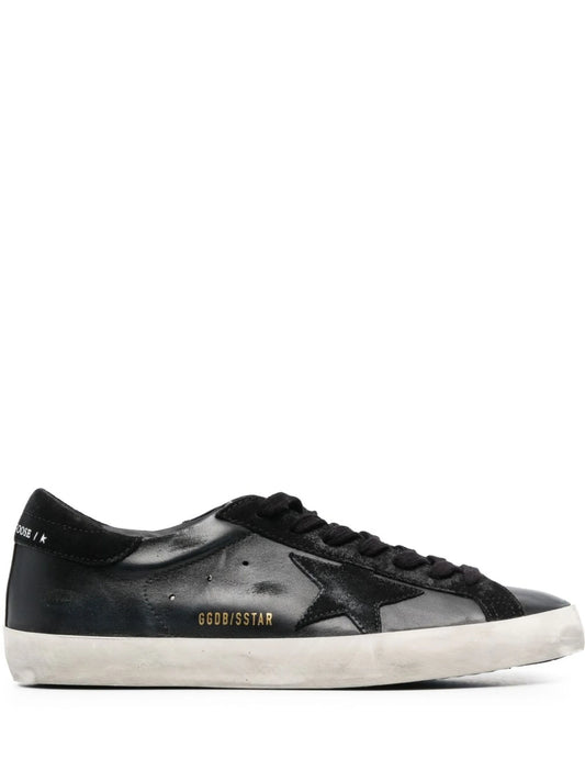 Super-Star trainers in black nappa with black suede star and heels tab