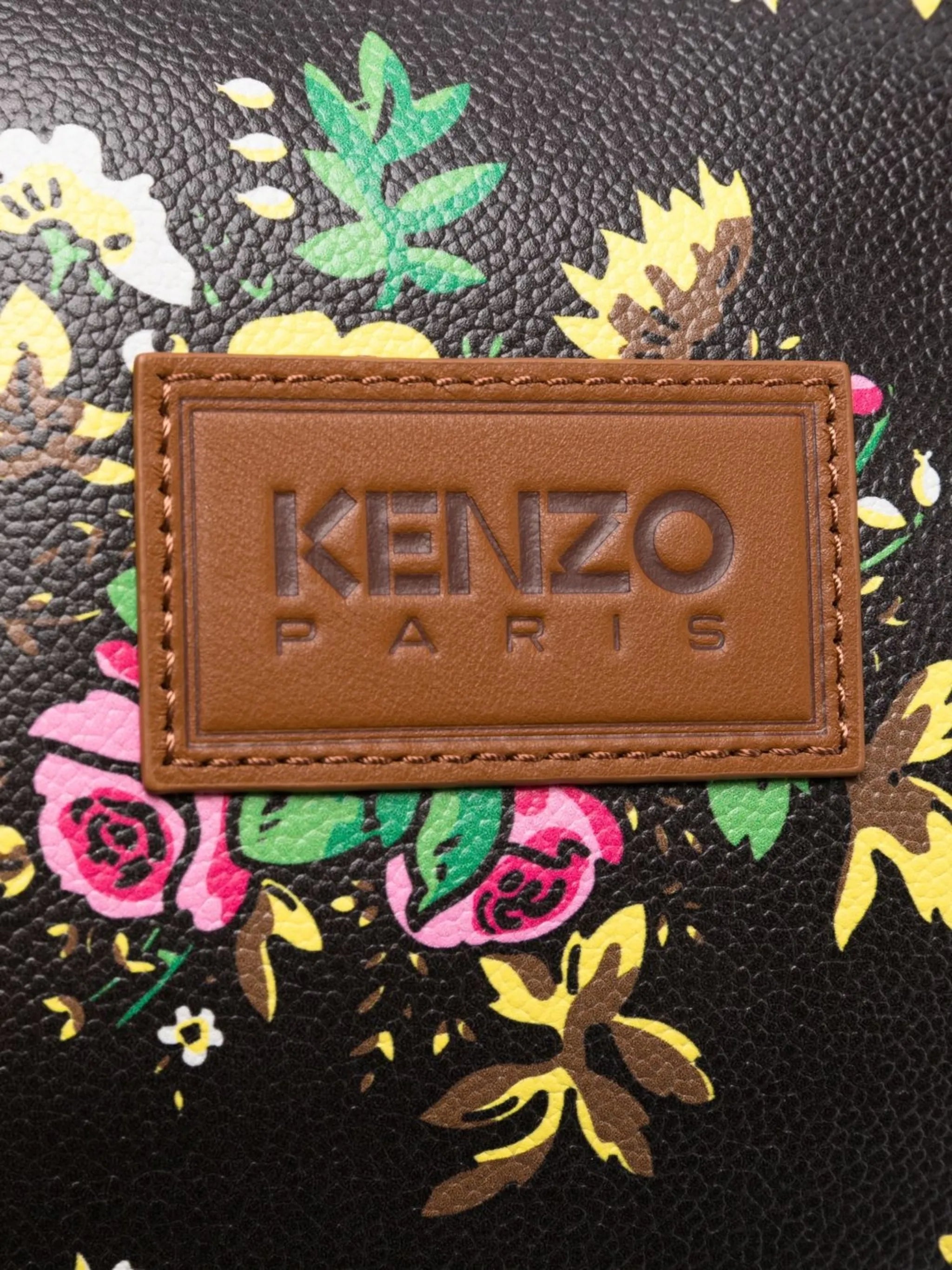 floral-print leather holdall bag