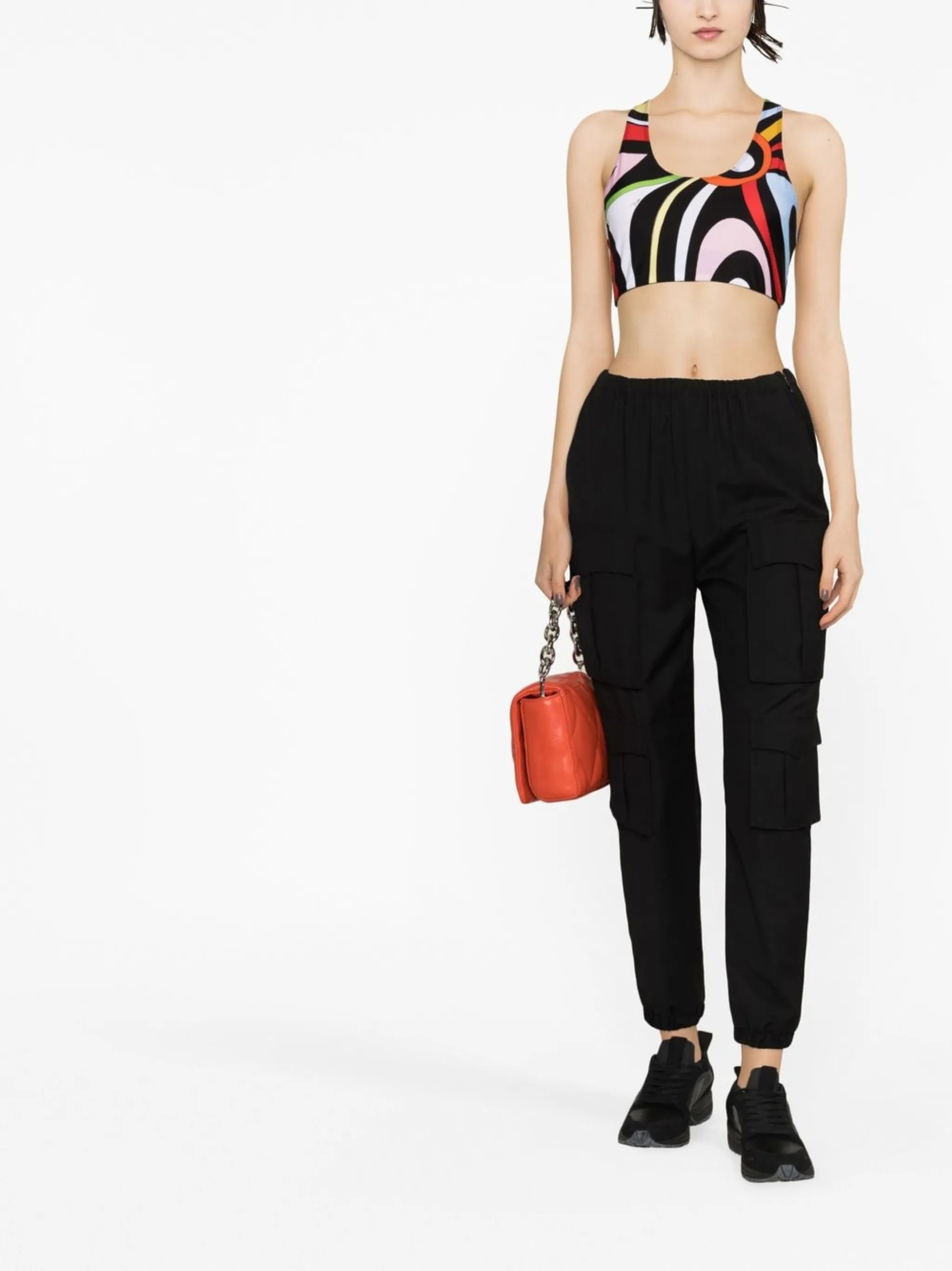 Marmo-print sports bra