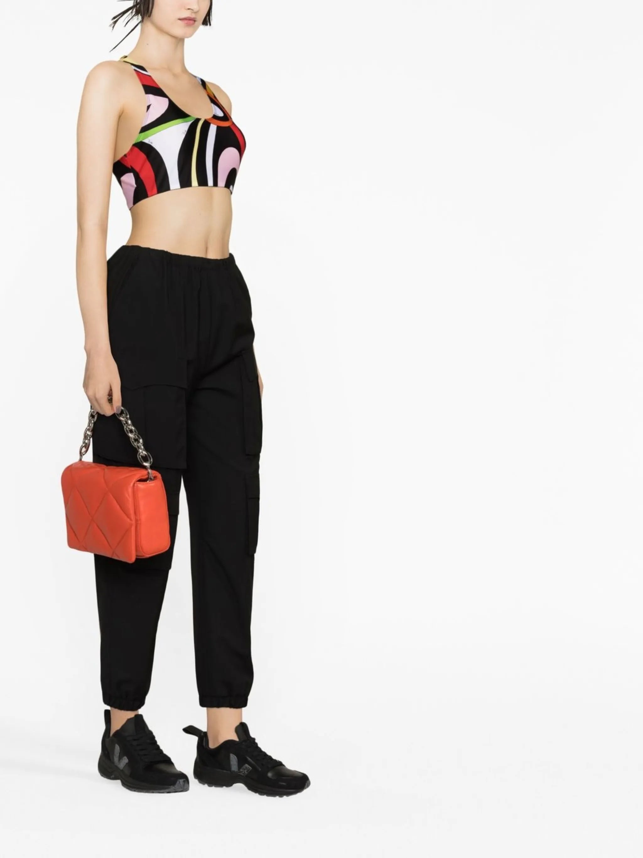 Marmo-print sports bra