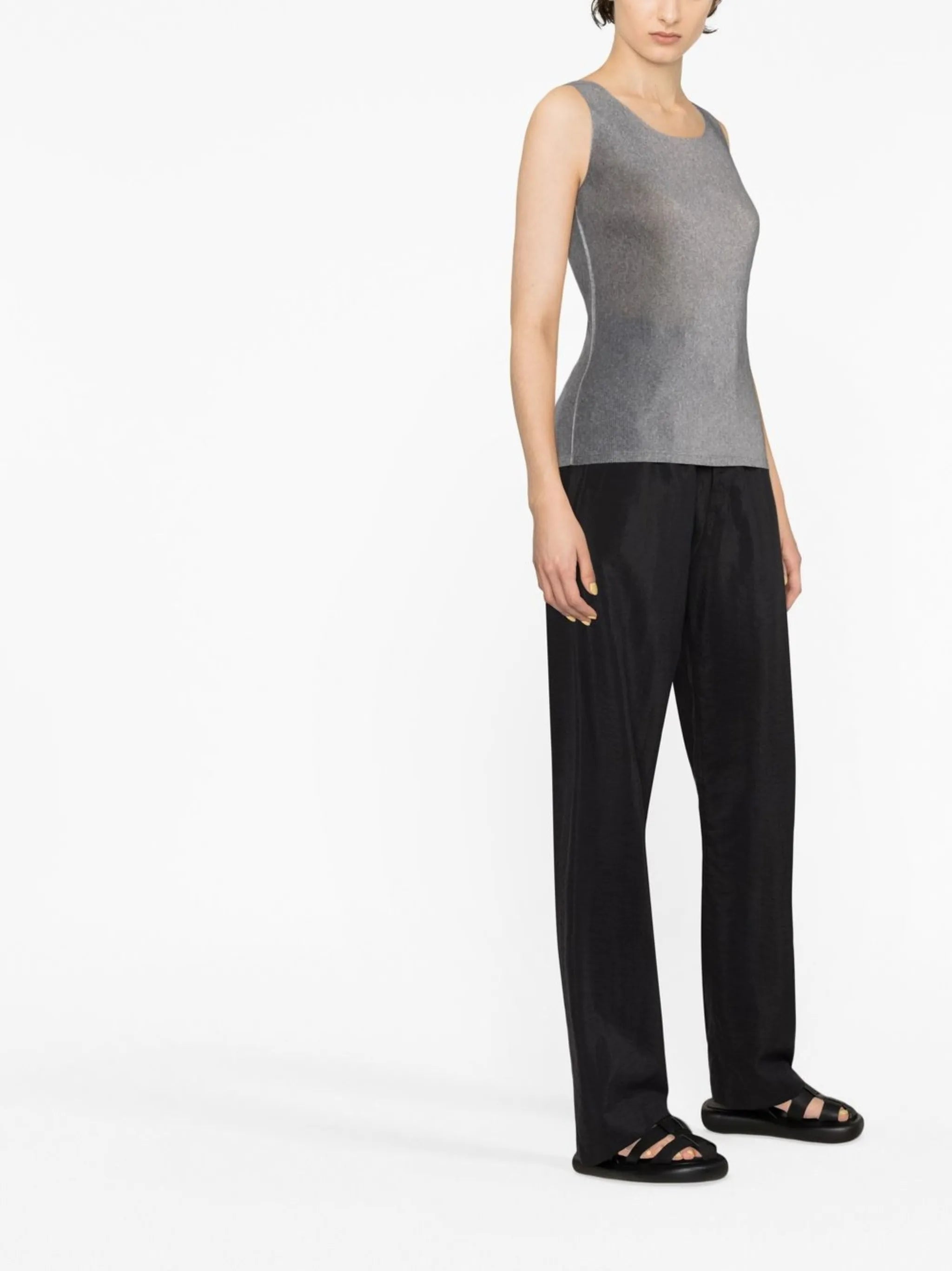 plissé sleeveless tank top