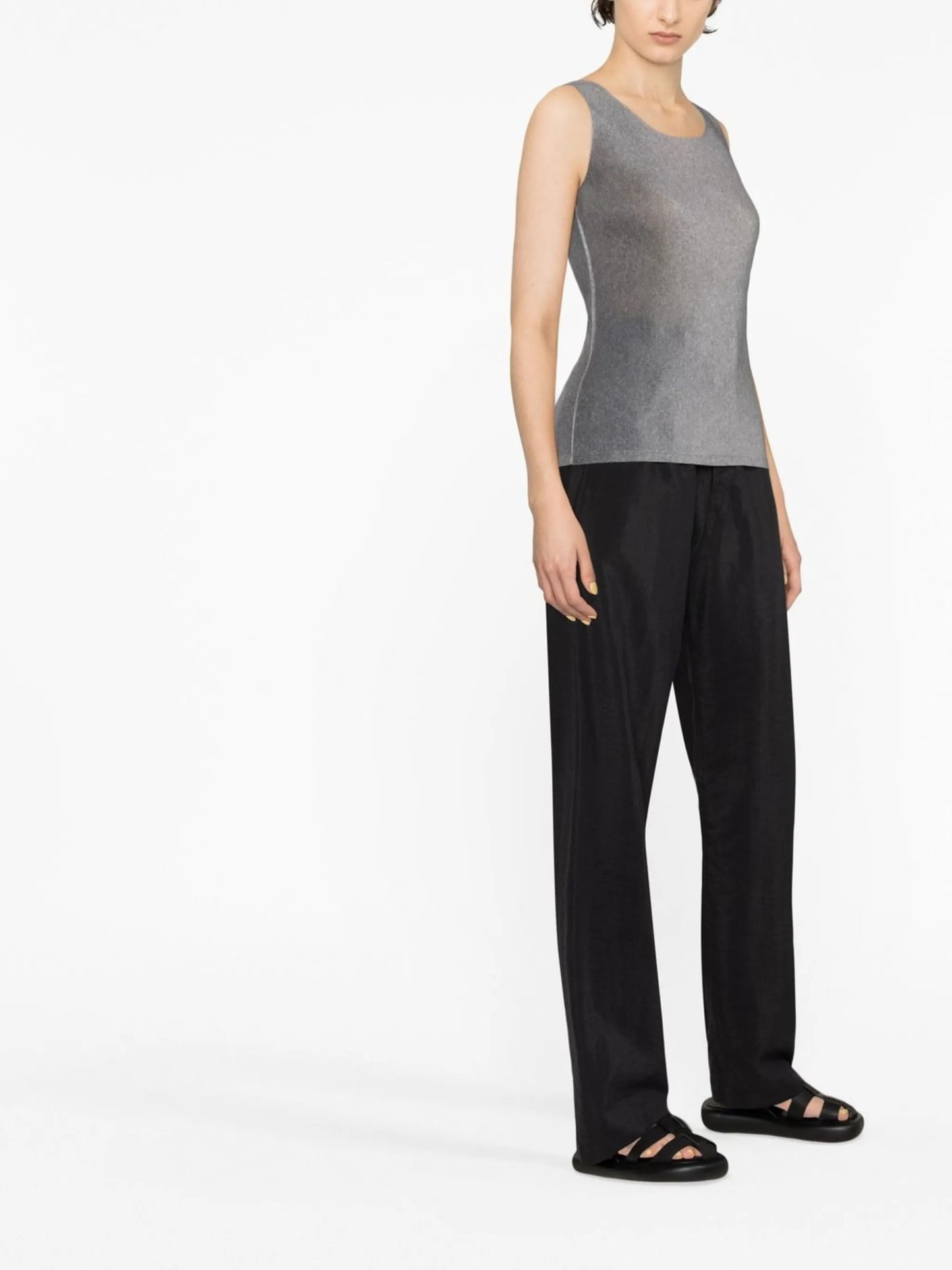 plissé sleeveless tank top