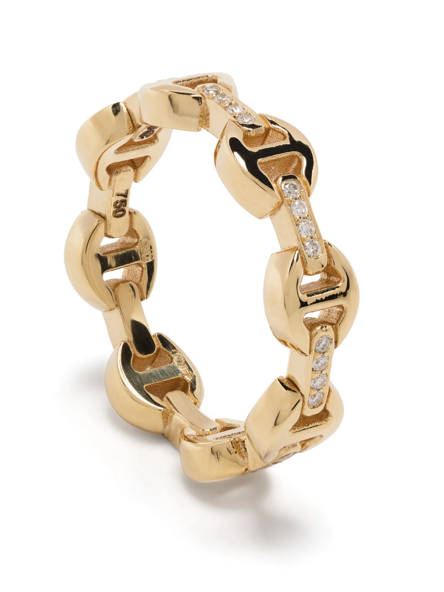 18kt yellow gold diamond chain-link ring
