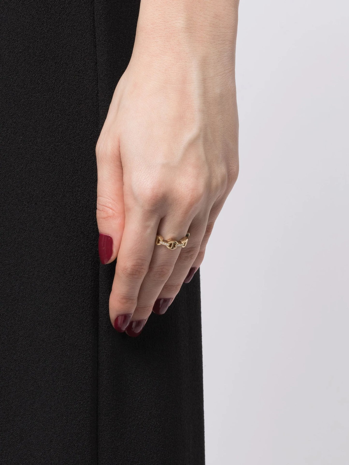 18kt yellow gold diamond chain-link ring