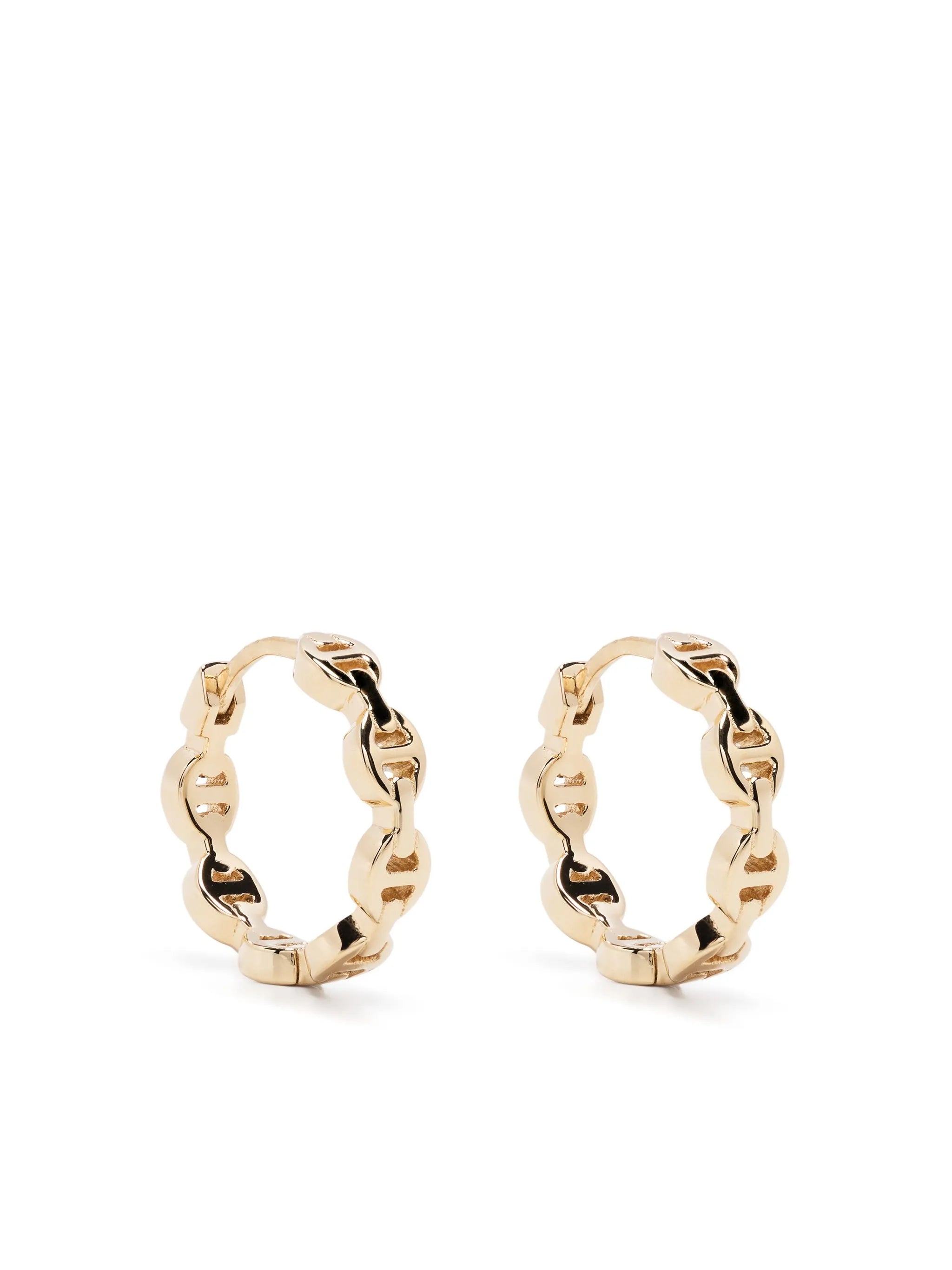 18kt yellow gold link huggie earrings