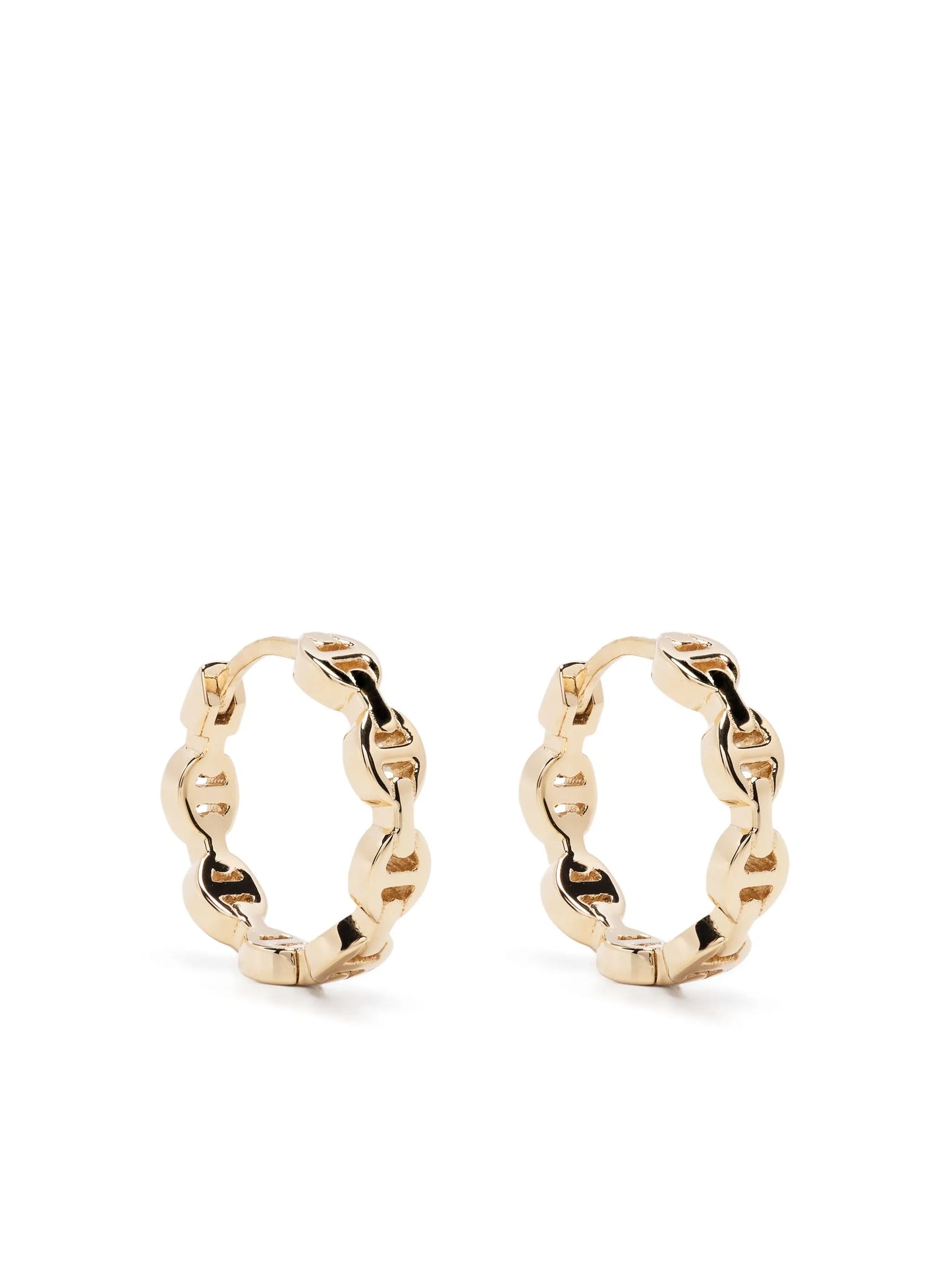 18kt yellow gold link huggie earrings