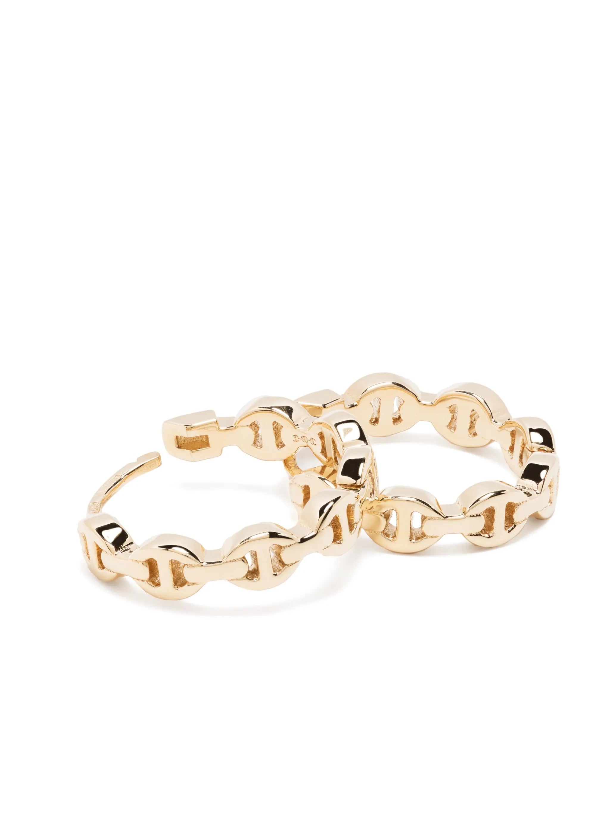 18kt yellow gold link huggie earrings