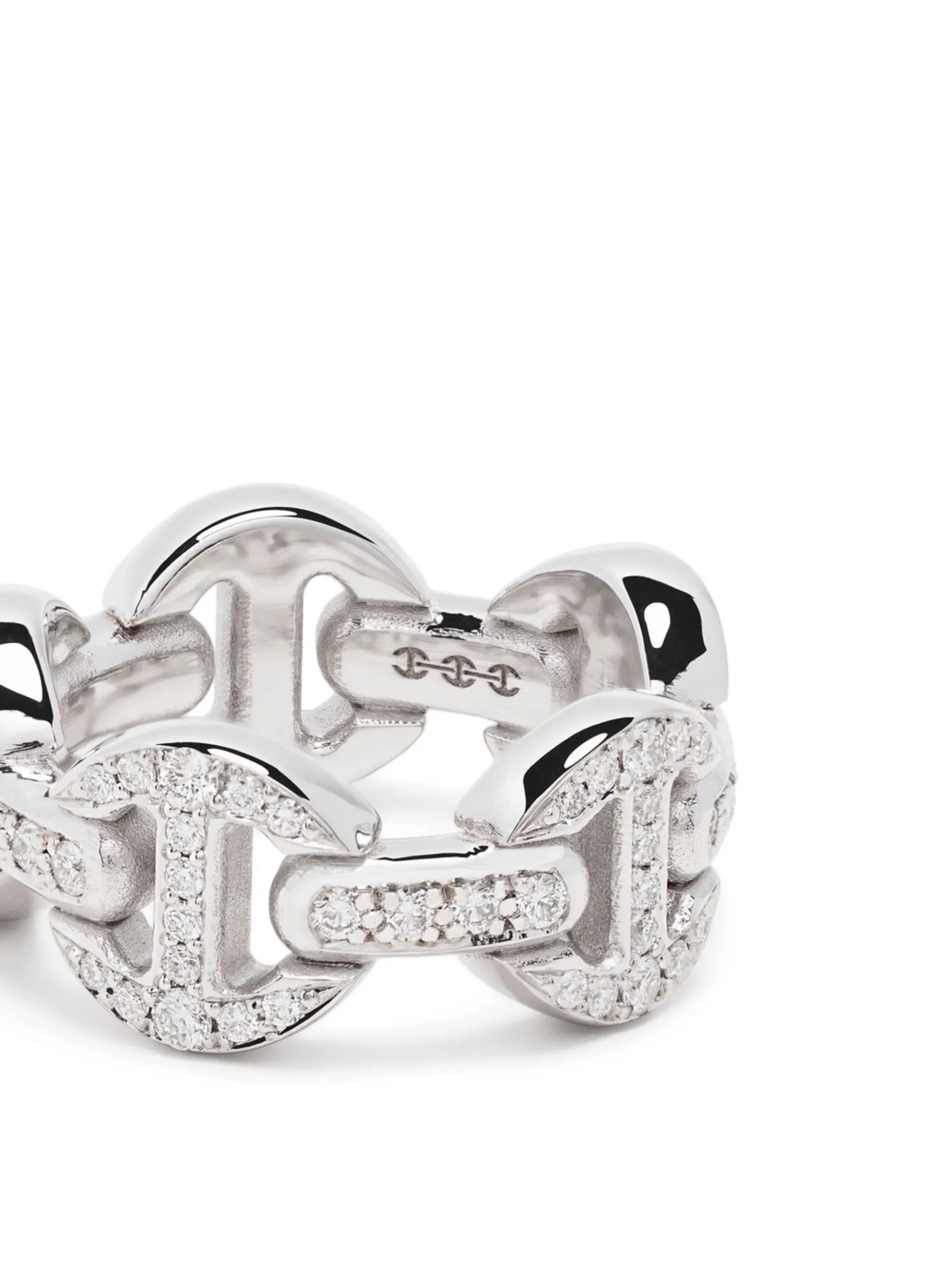18kt white gold diamond chain ring