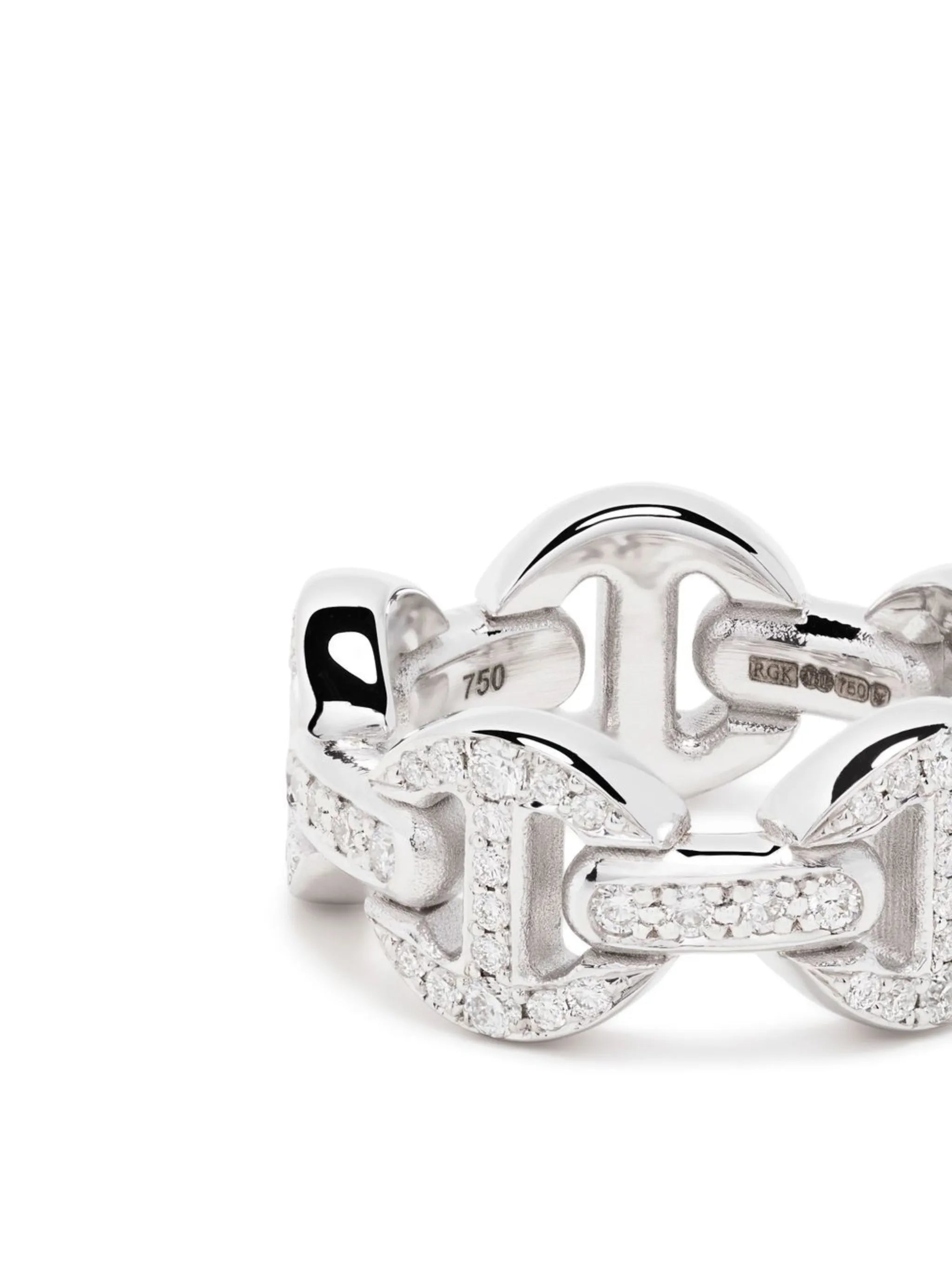 18kt white gold diamond chain ring