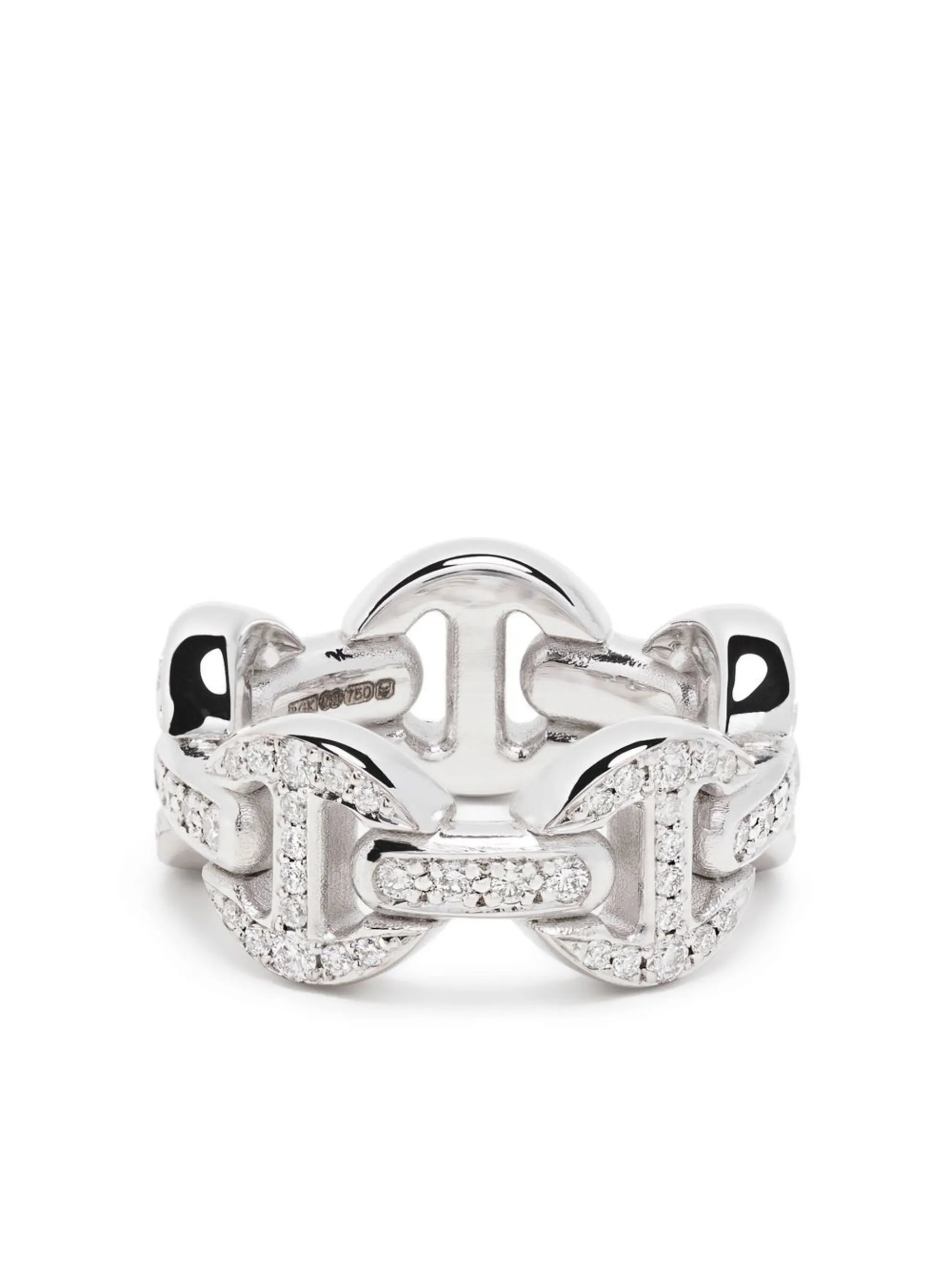 18kt white gold diamond chain ring