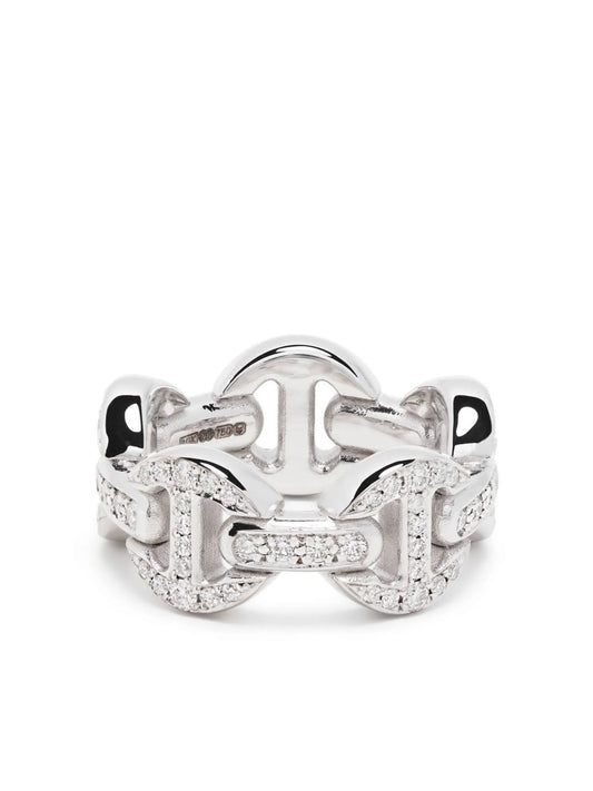18kt white gold diamond chain ring