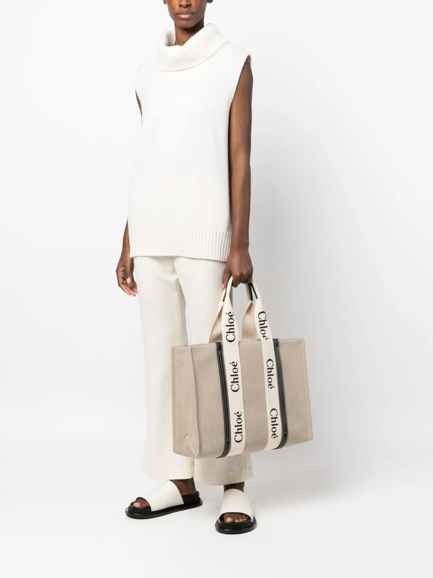 large Woody linen tote bag