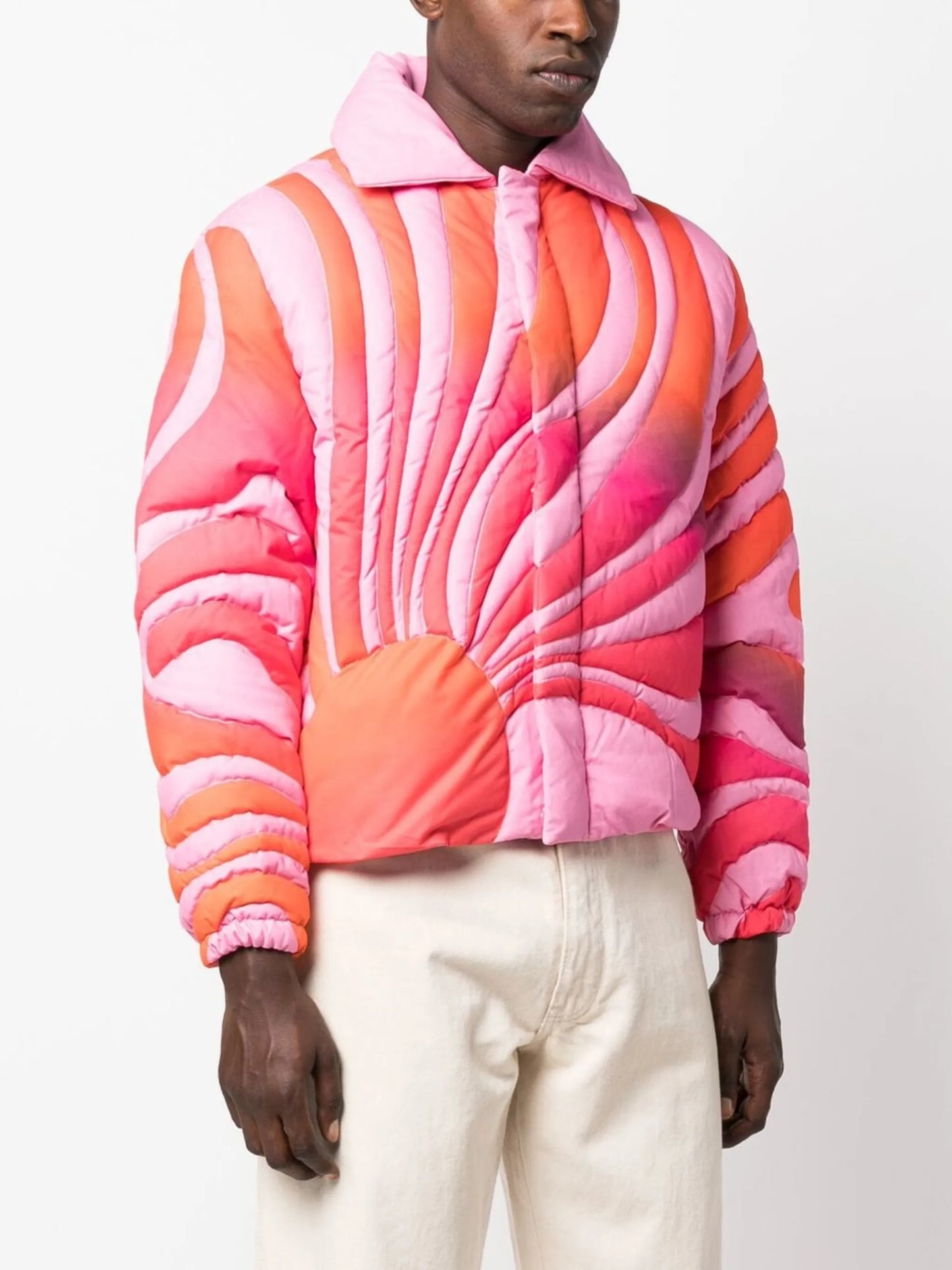 pattern-panelled bomber jacket