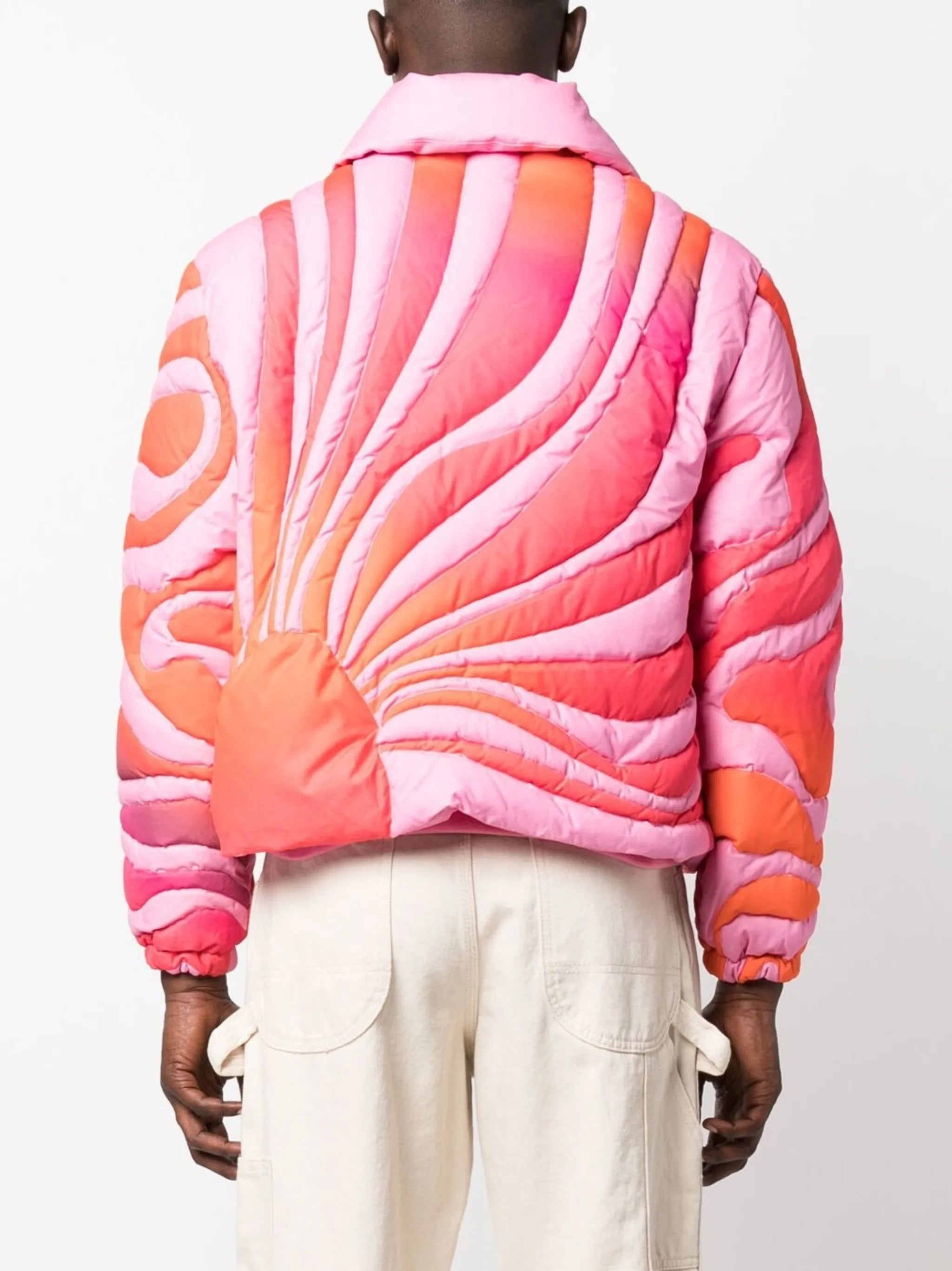 pattern-panelled bomber jacket