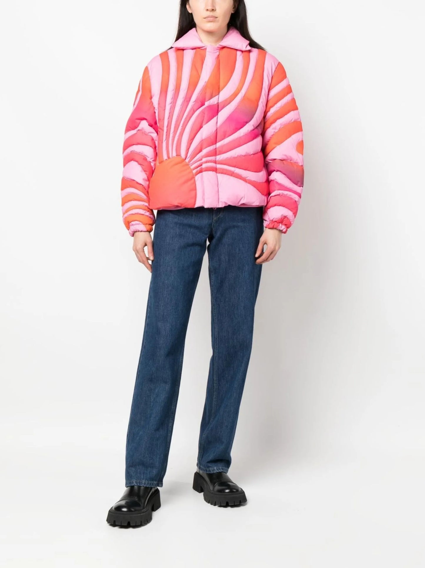pattern-panelled bomber jacket