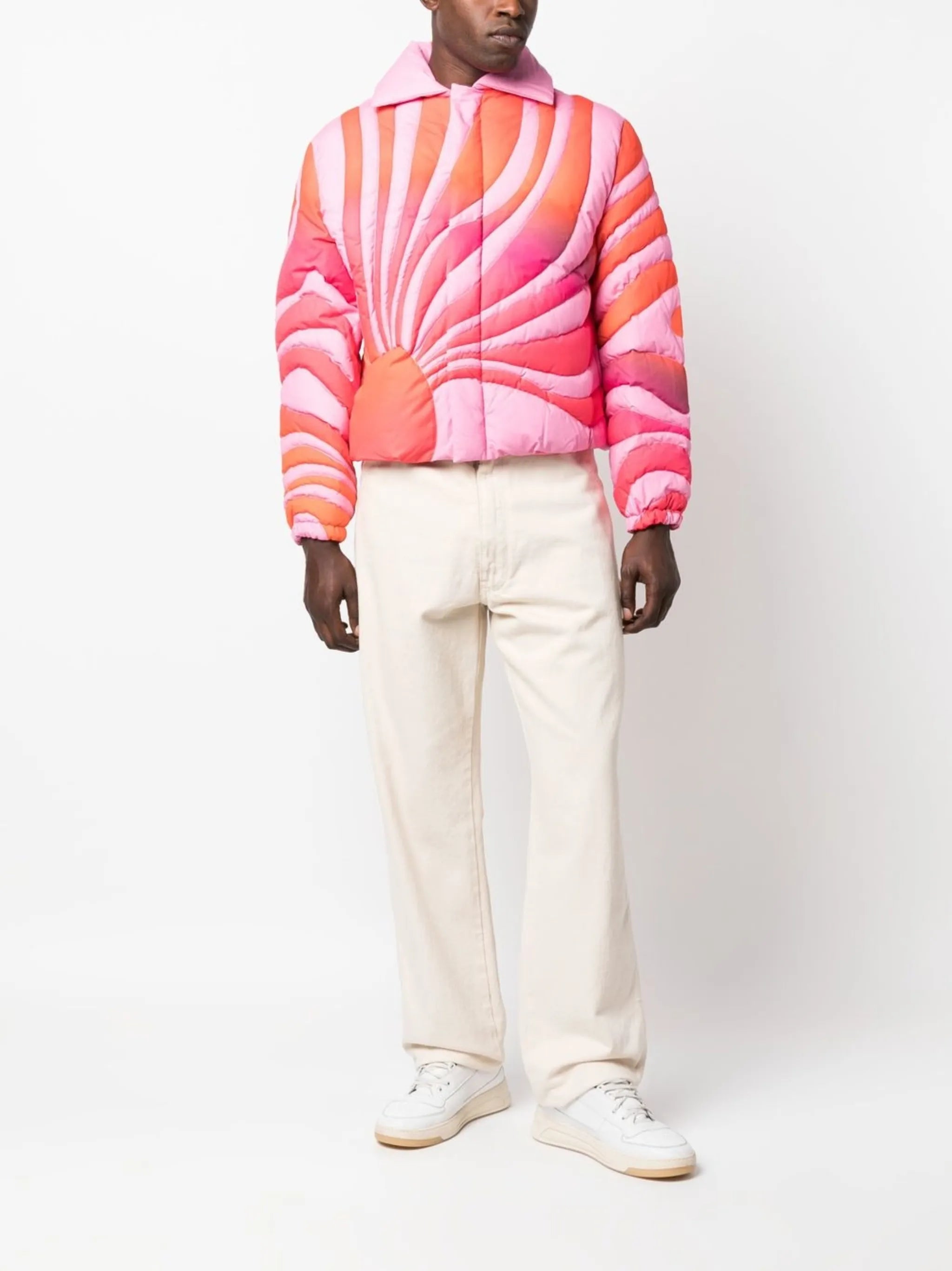 pattern-panelled bomber jacket