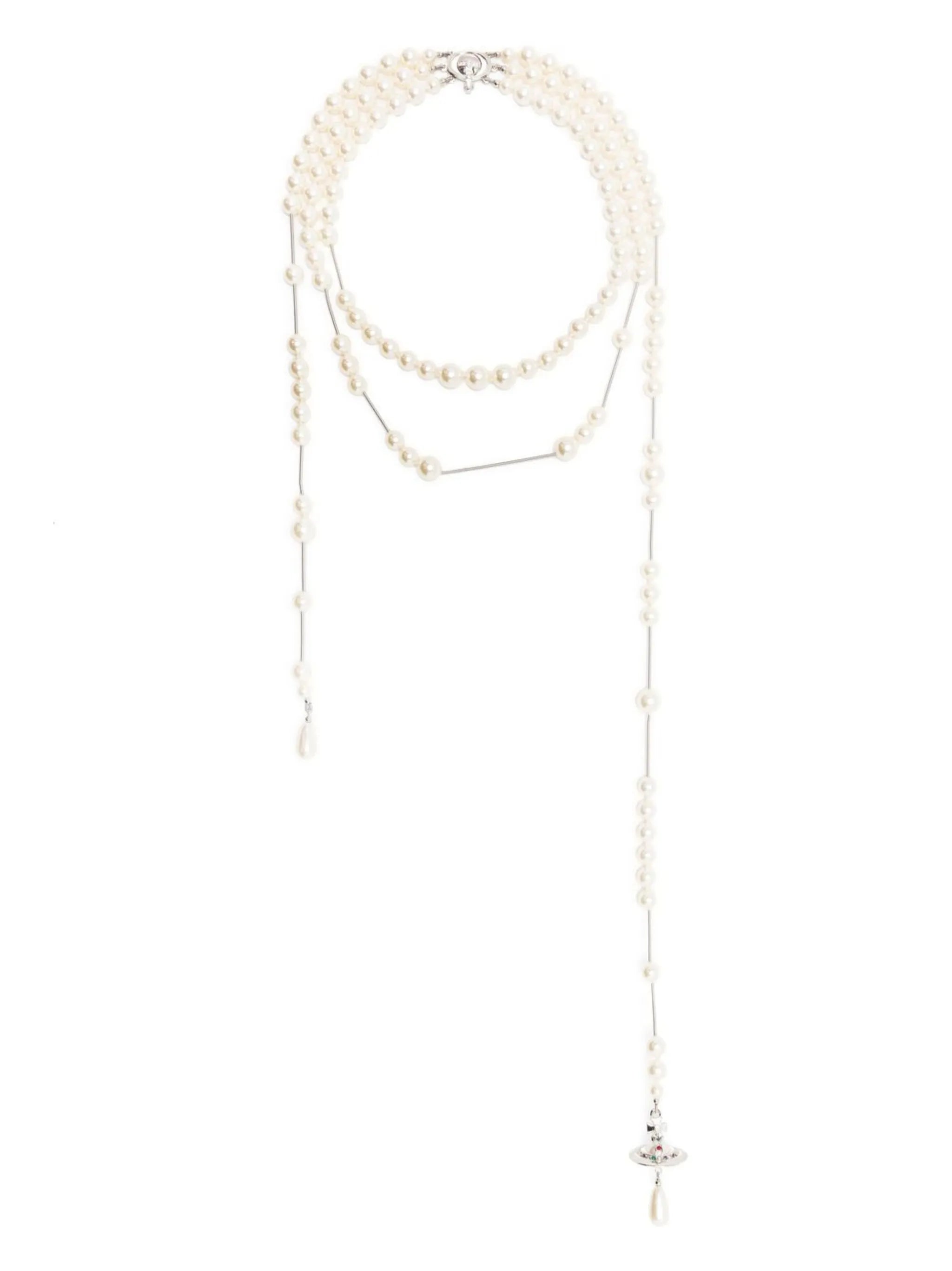 pearl-embellished wraparound necklace