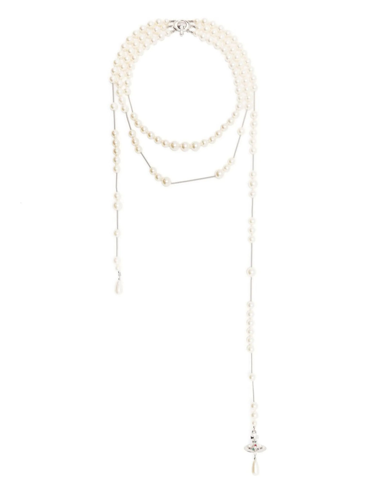 pearl-embellished wraparound necklace