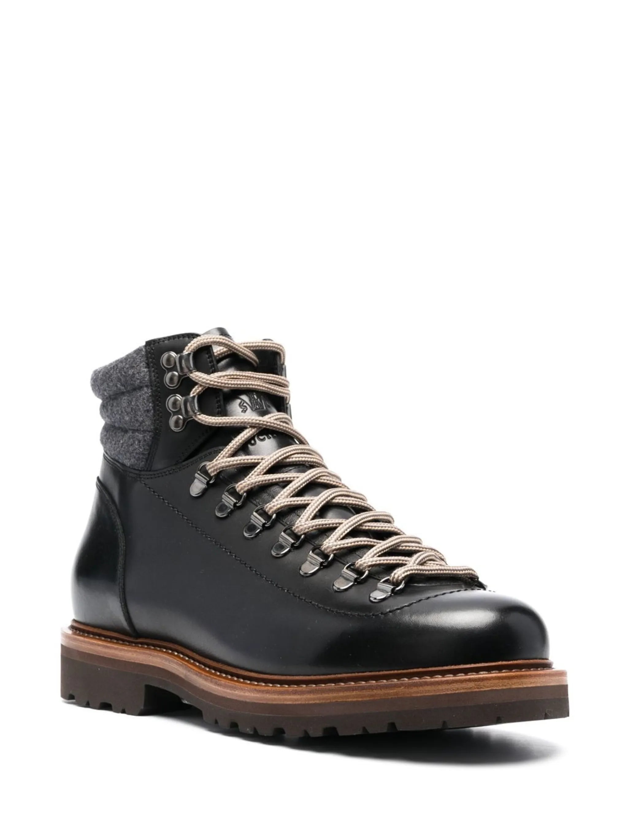 lace-up leather hiking boots
