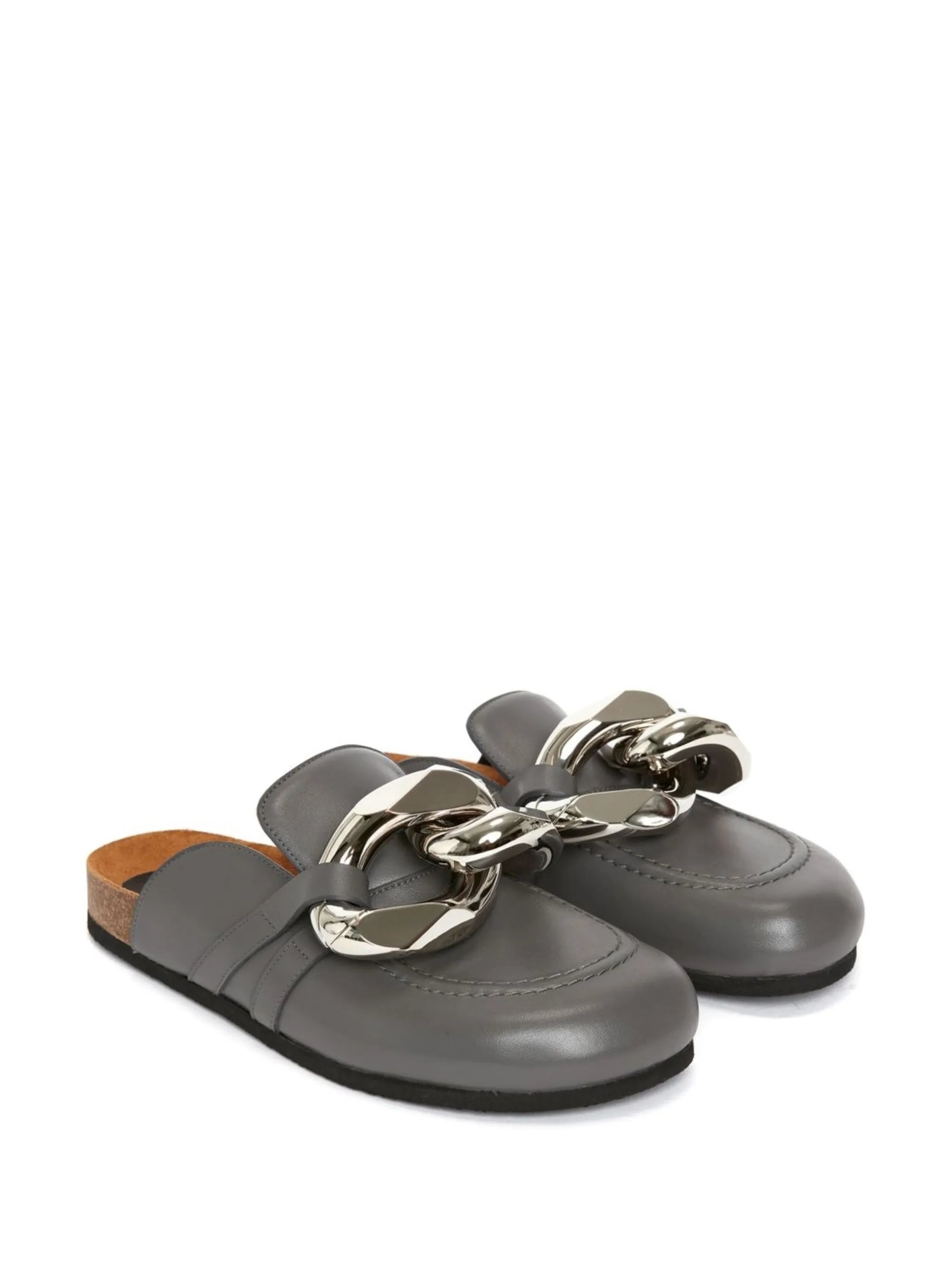 chain-detail leather loafers