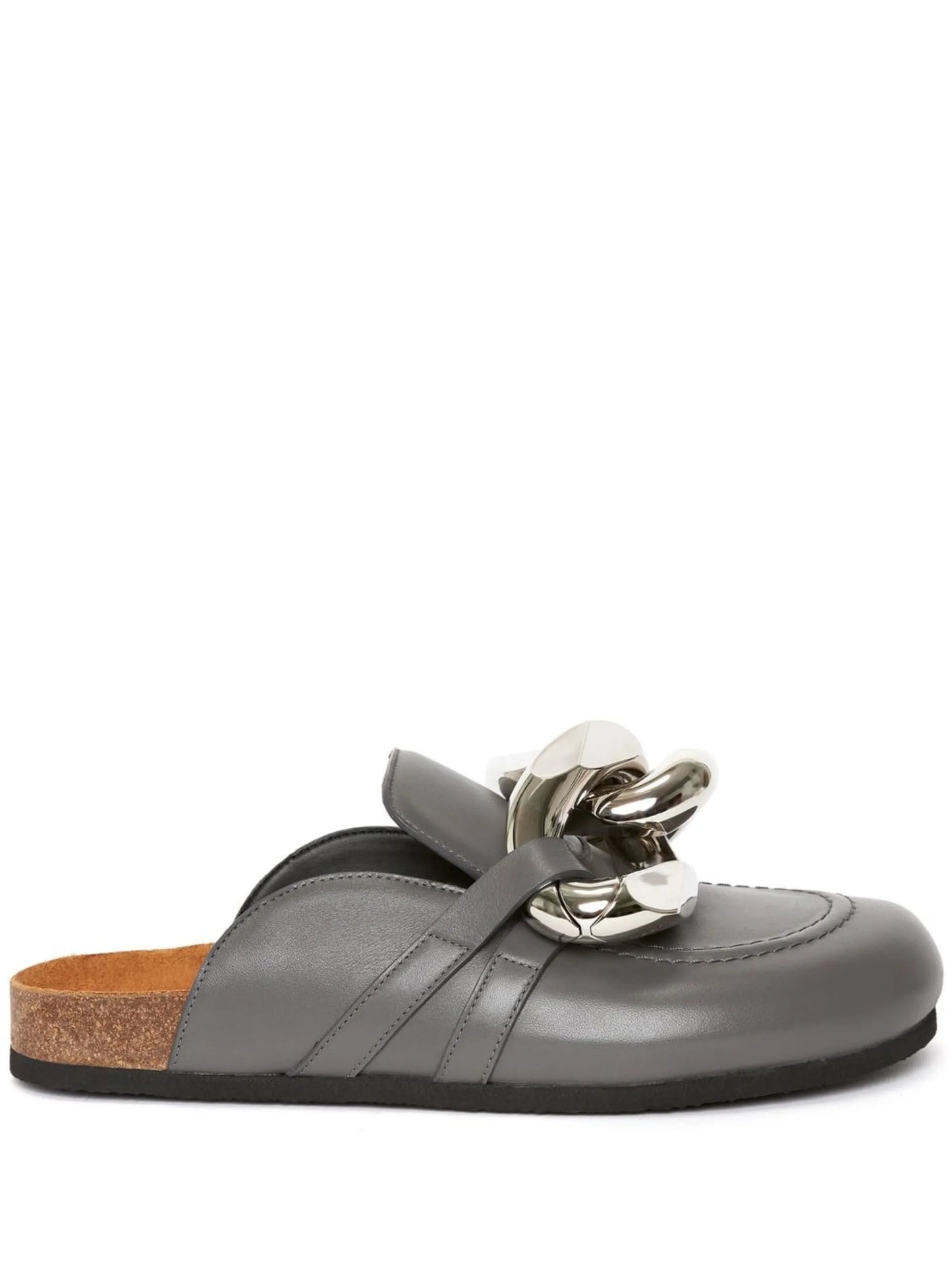 chain-detail leather loafers
