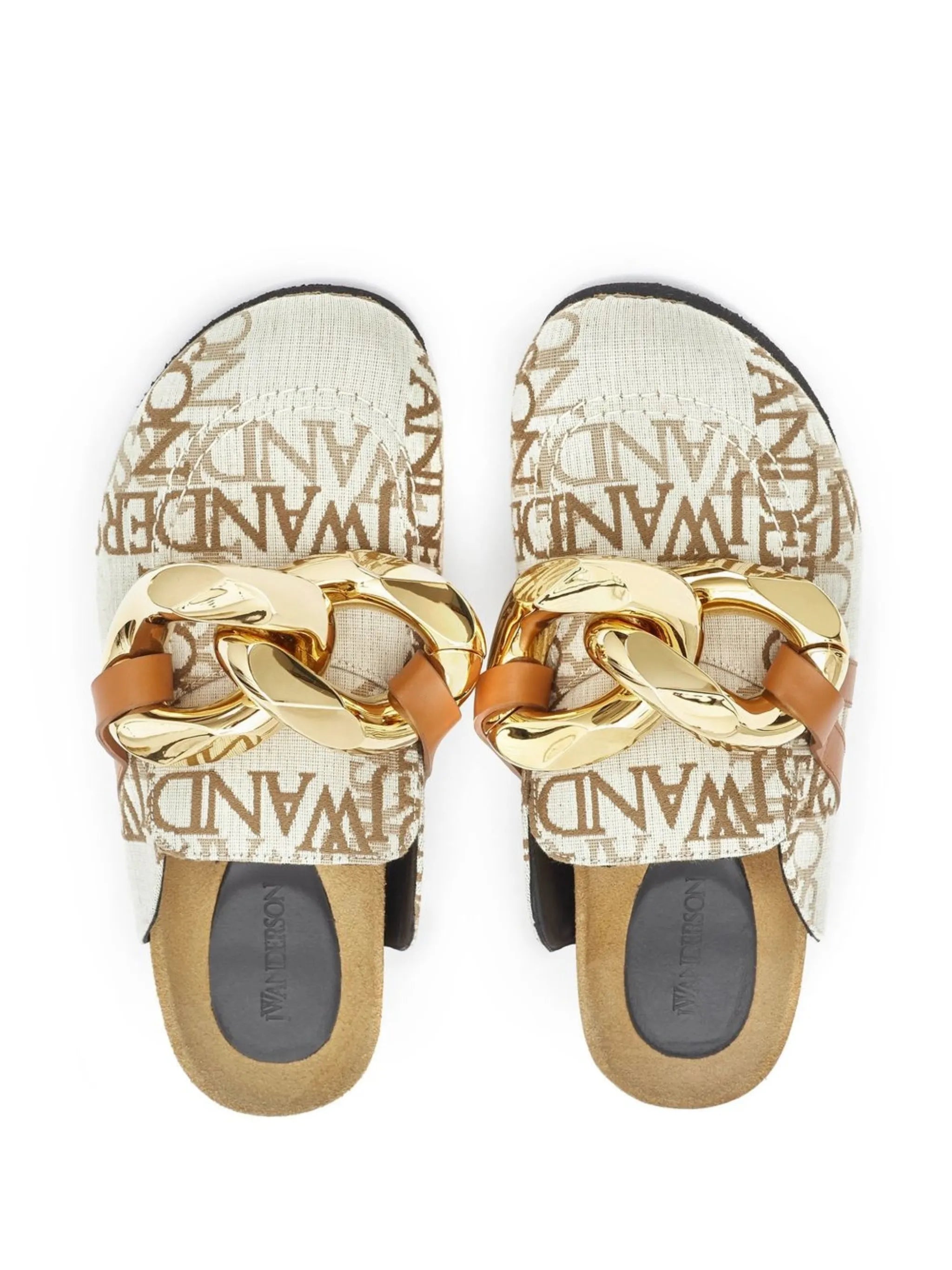 Chain logo grid mules
