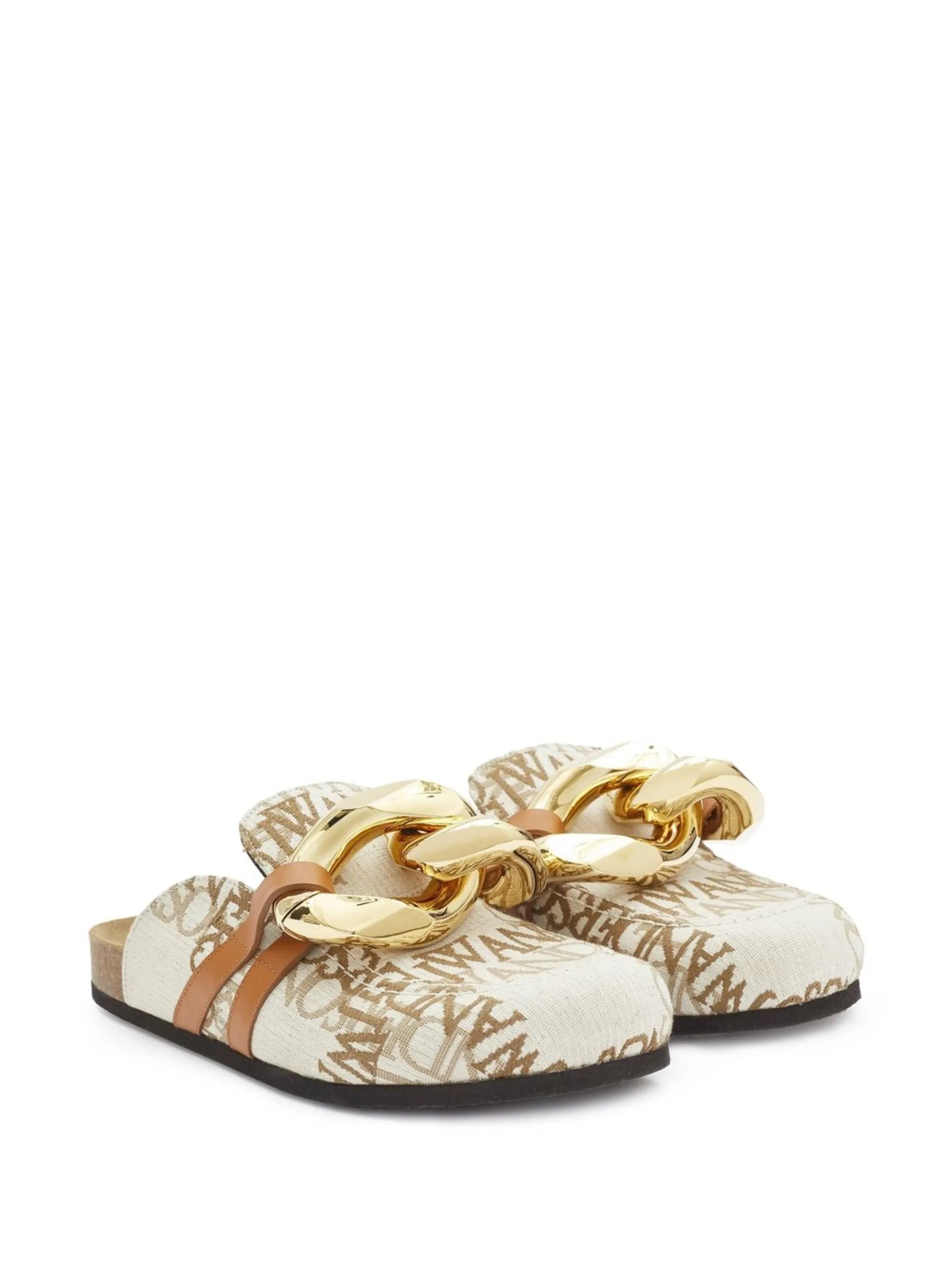 Chain logo grid mules