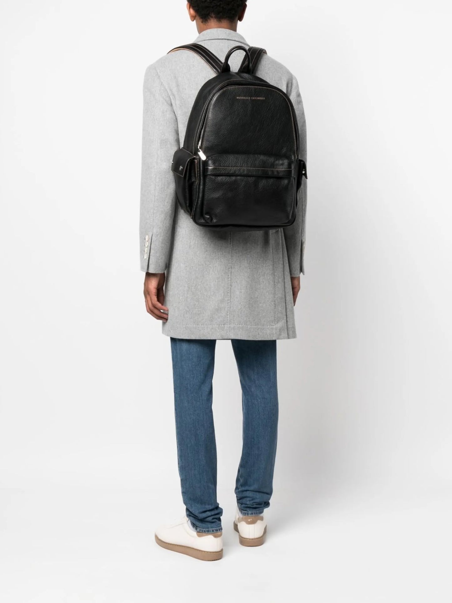 leather zip backpack