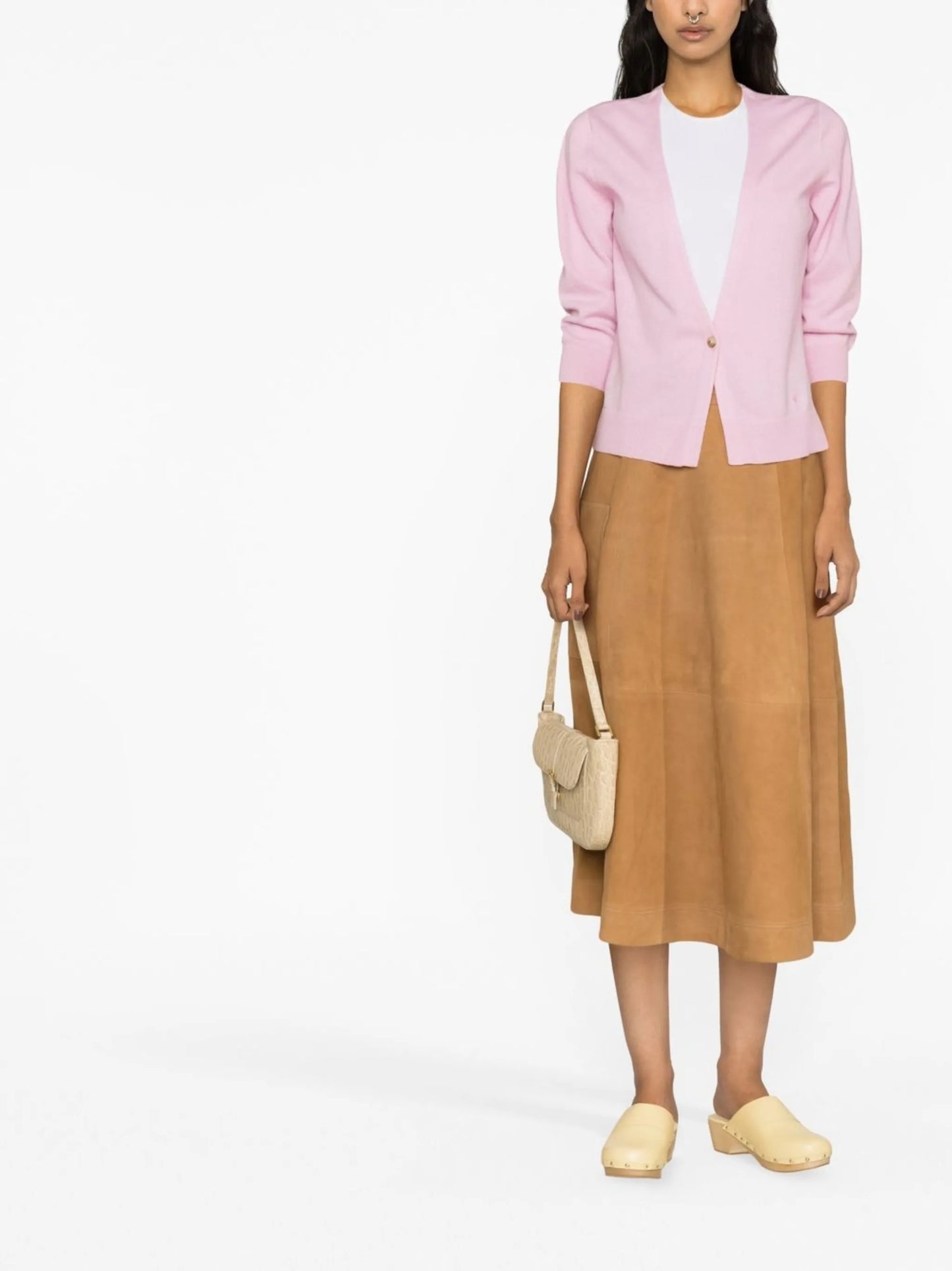 Pink Fine Knit Cashmere Cardigan
