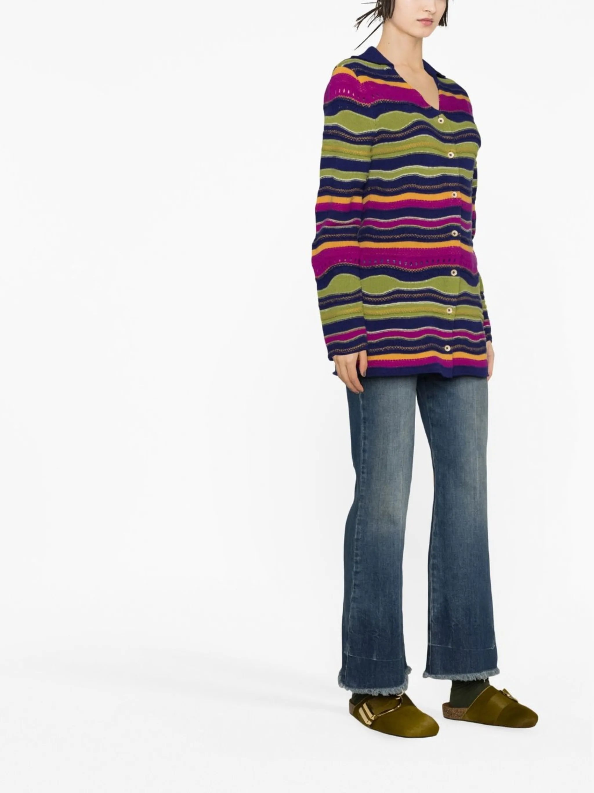 glitch-stripe midi cardigan