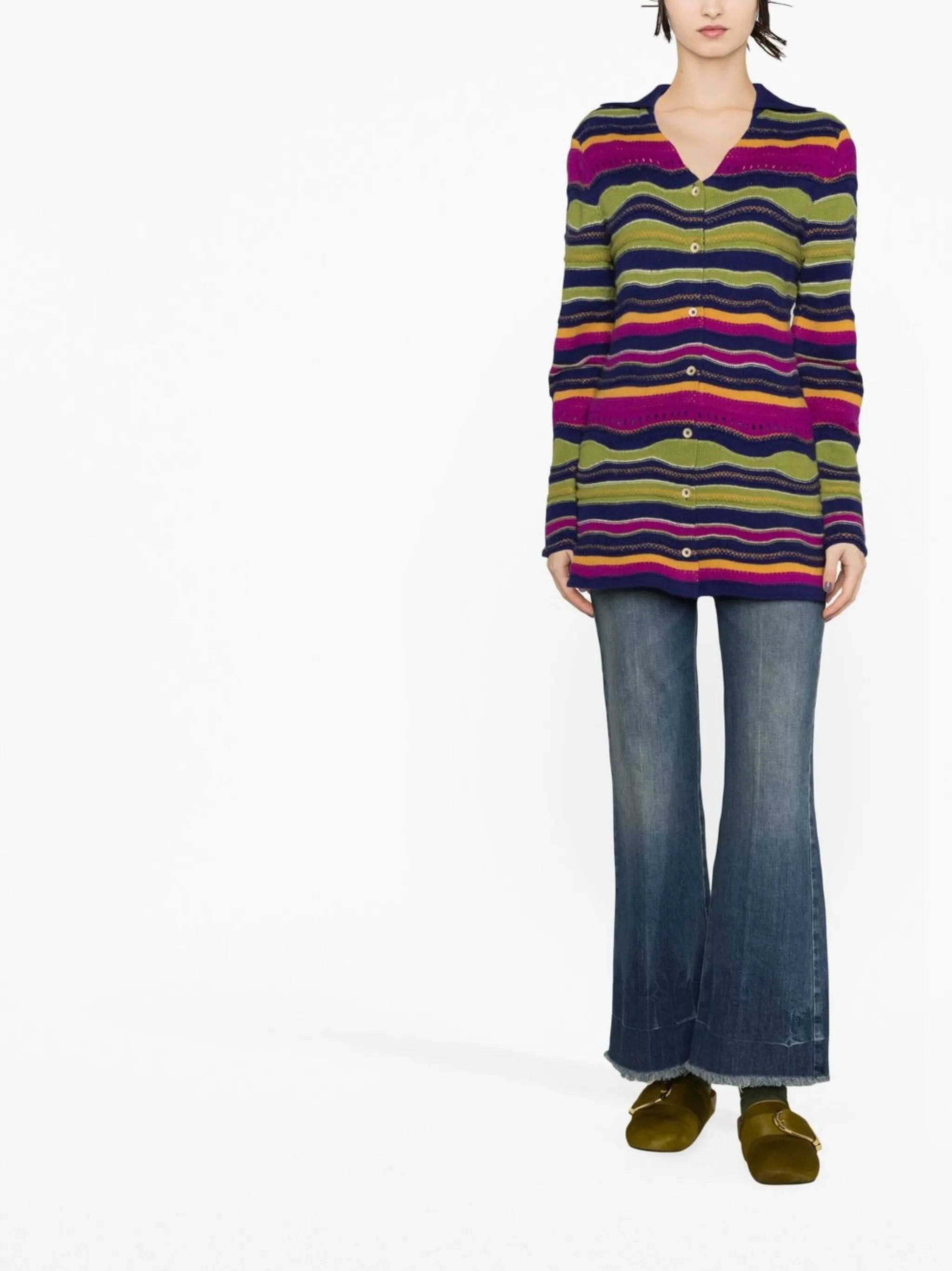 glitch-stripe midi cardigan