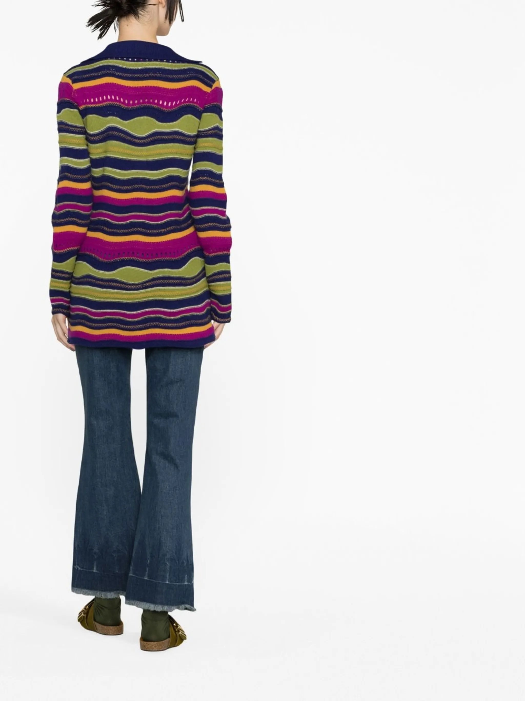 glitch-stripe midi cardigan