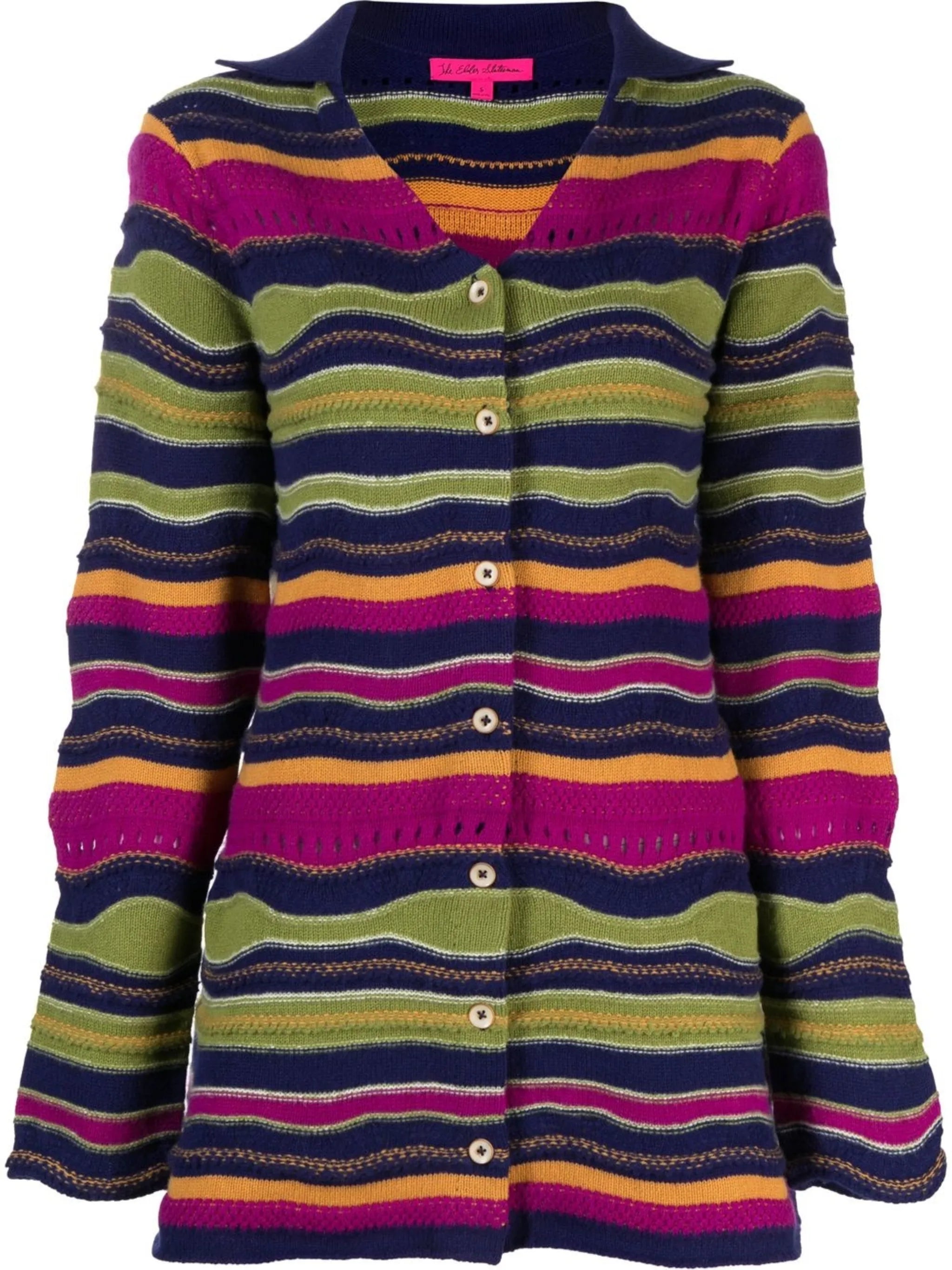 glitch-stripe midi cardigan