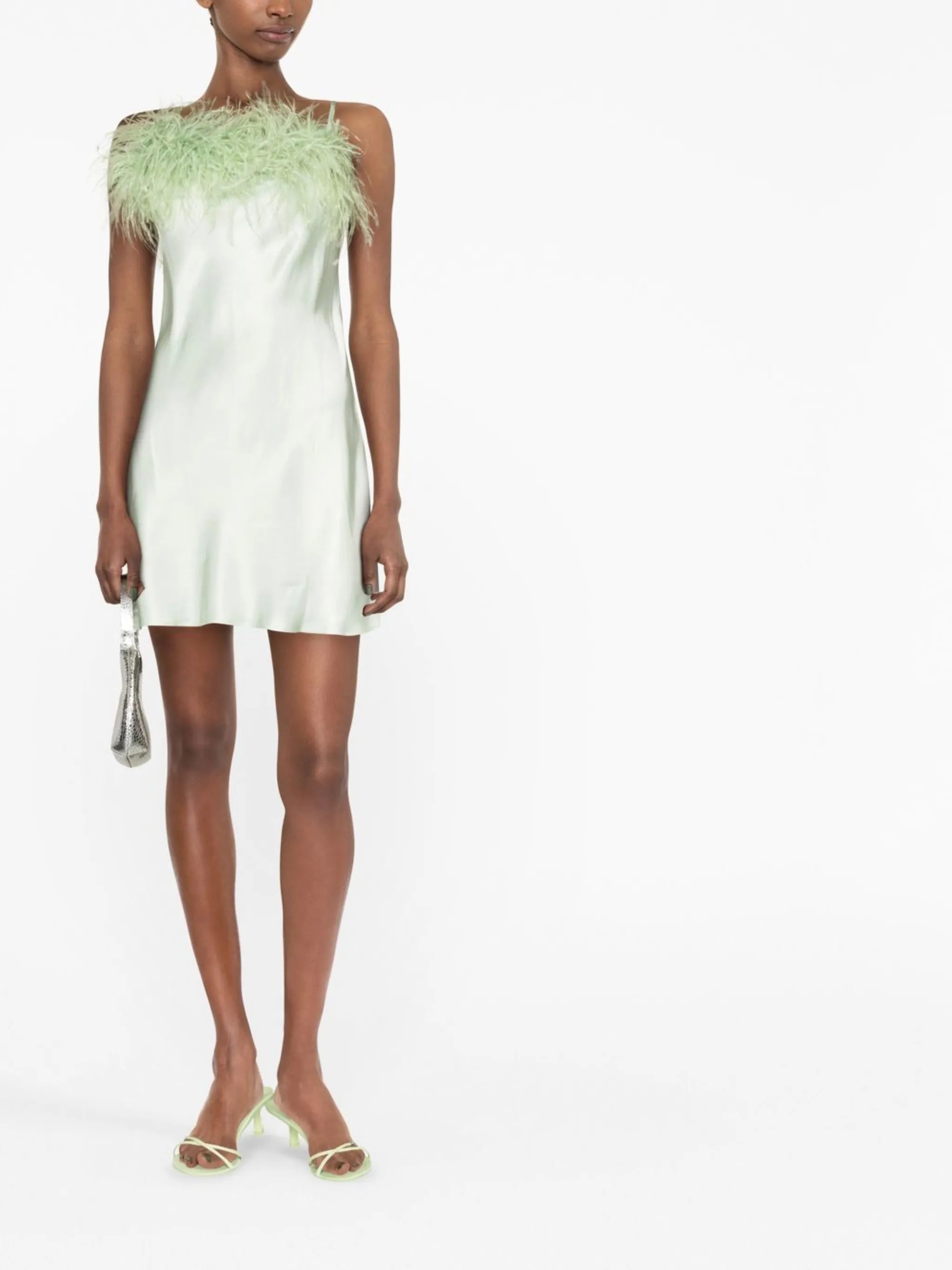 Boheme feather-trim minidress