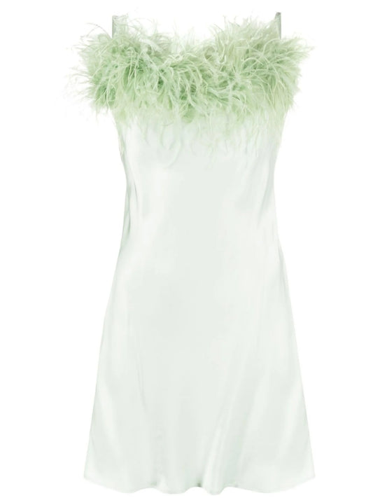 Boheme feather-trim minidress