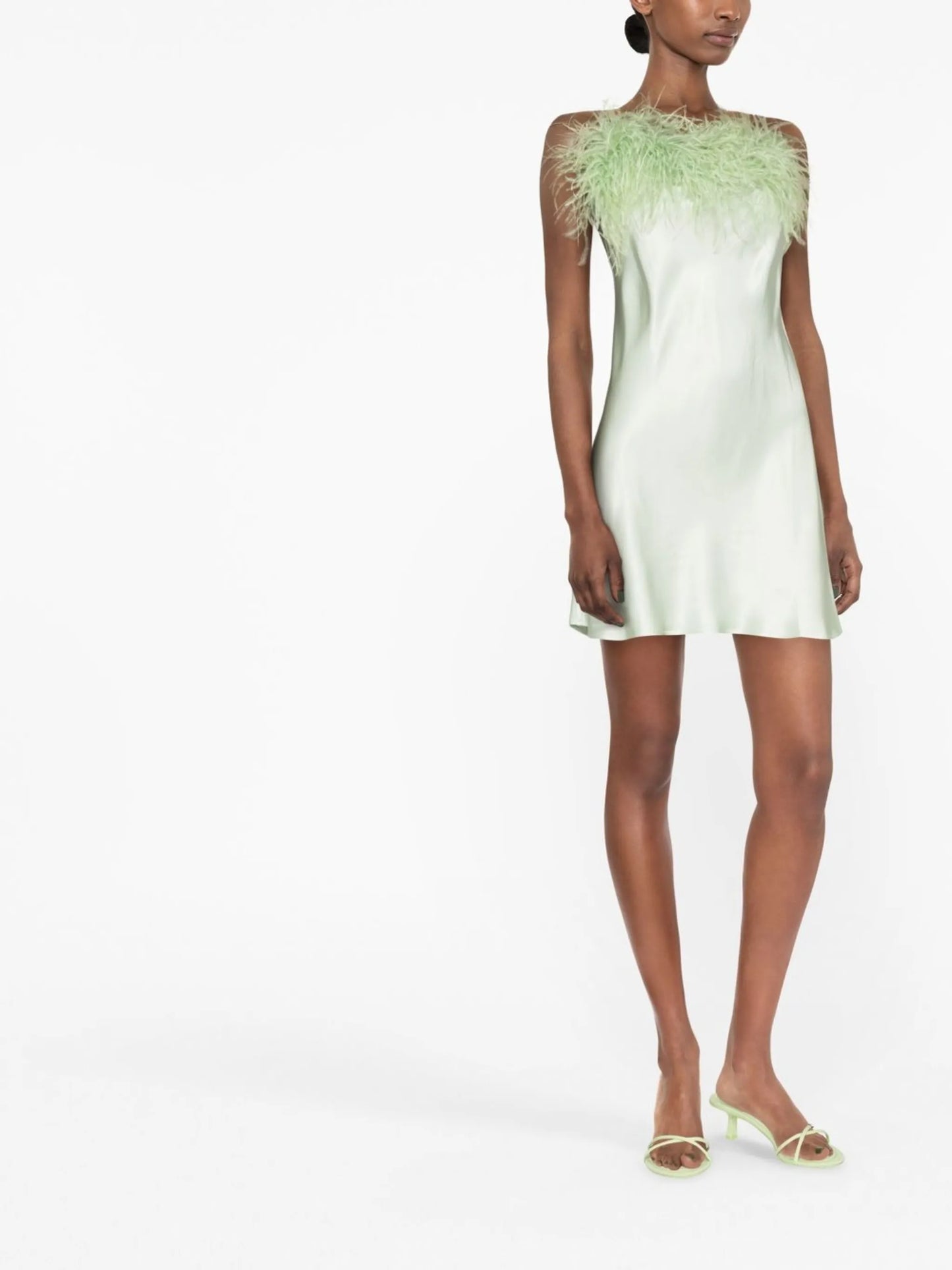 Boheme feather-trim minidress