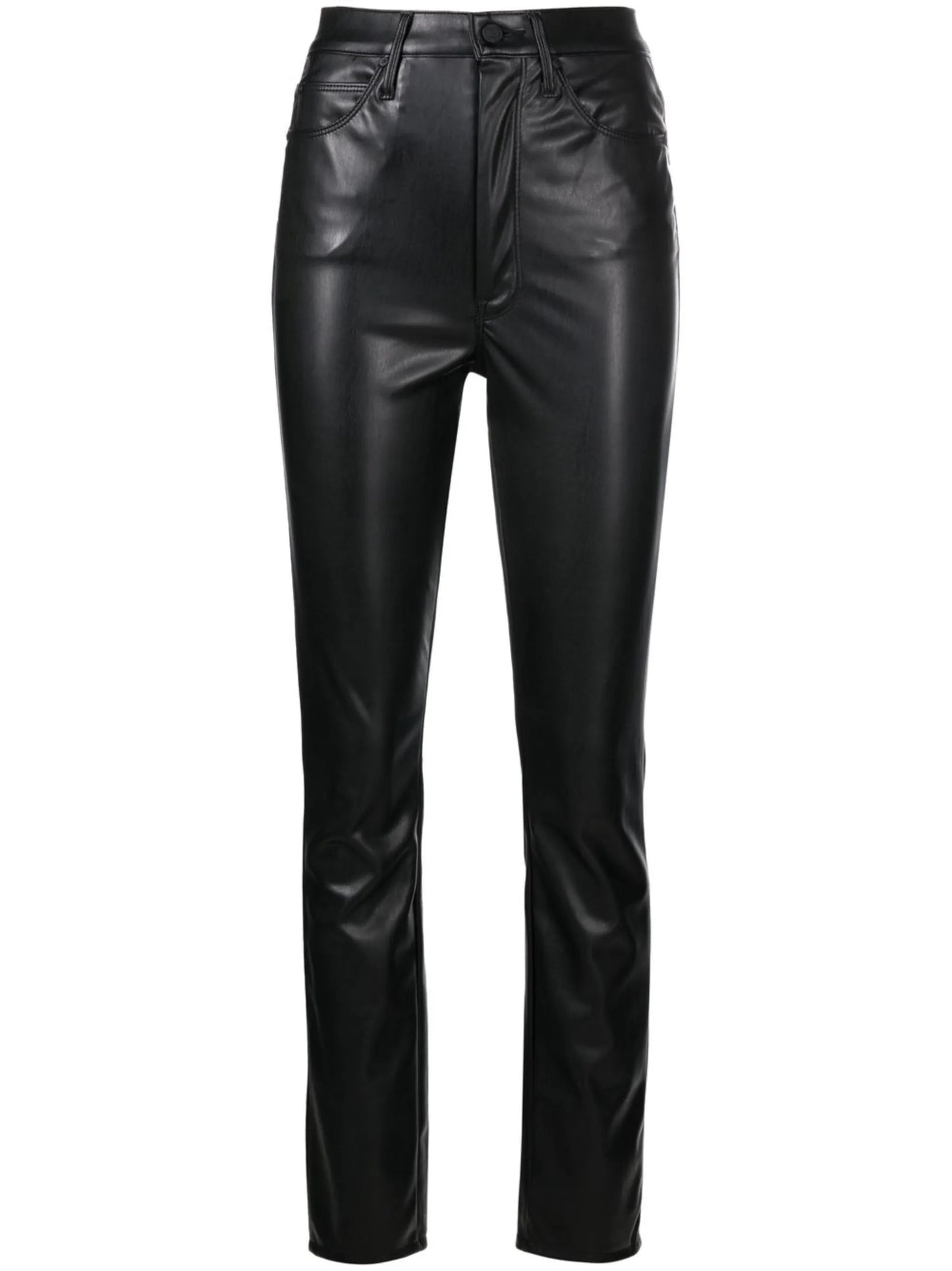 faux leather straight-leg trousers