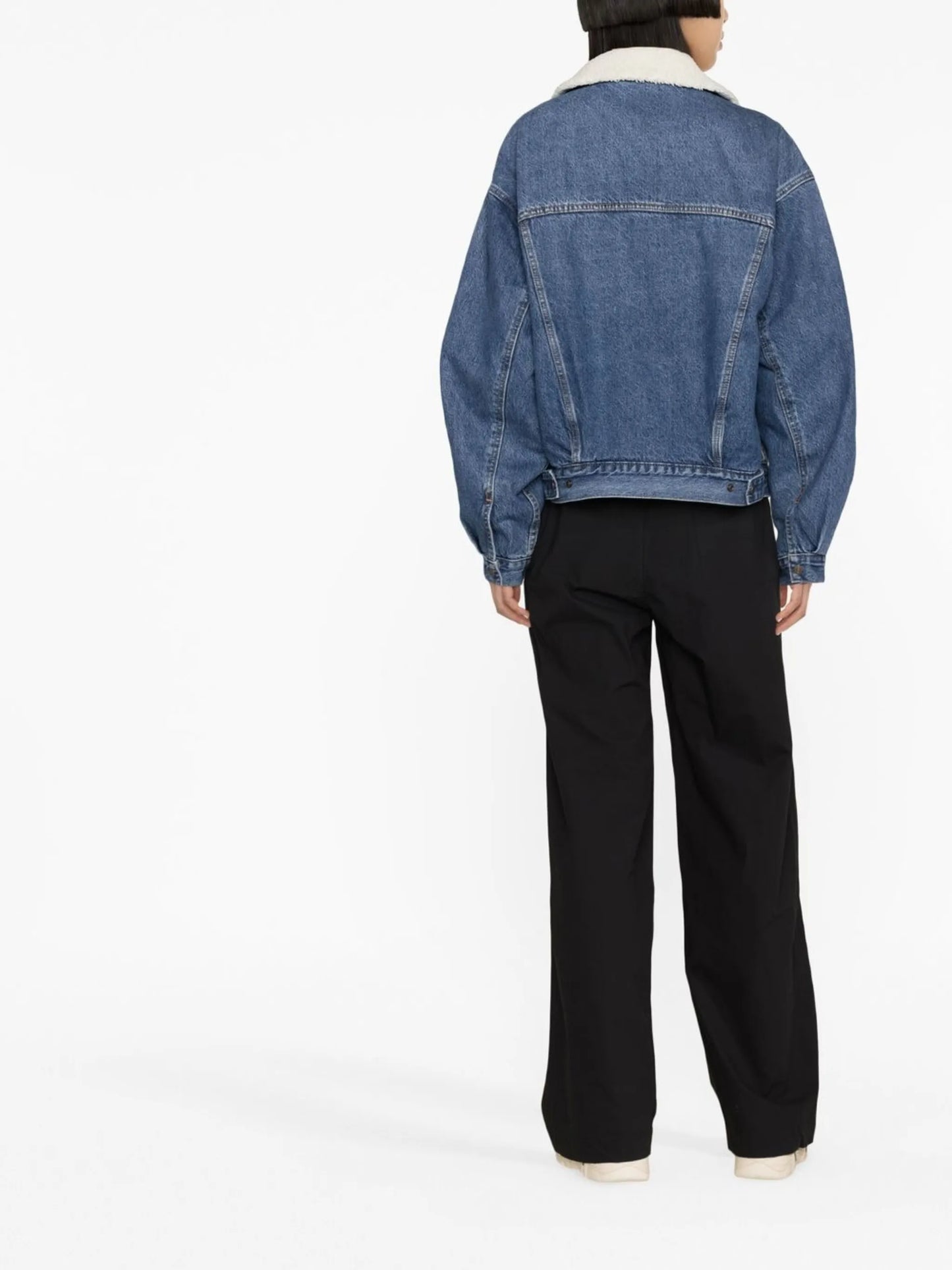 fleece-collar denim jacket