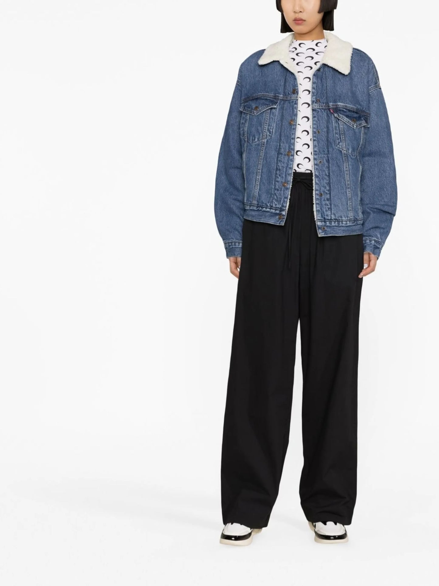 fleece-collar denim jacket